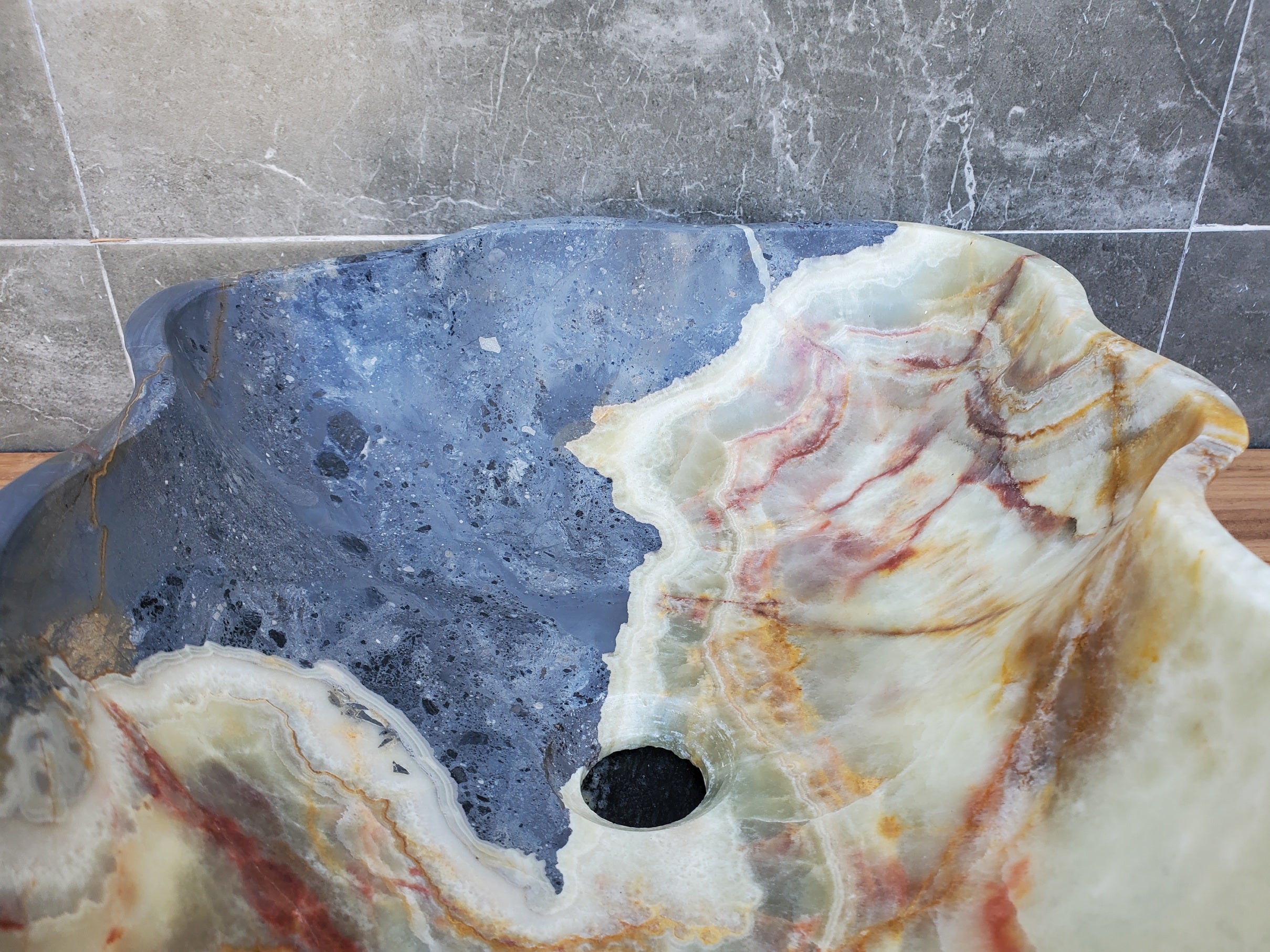 S30_18 Onyx Stone Vessel Bathroom Sink - 19 x 14 inch