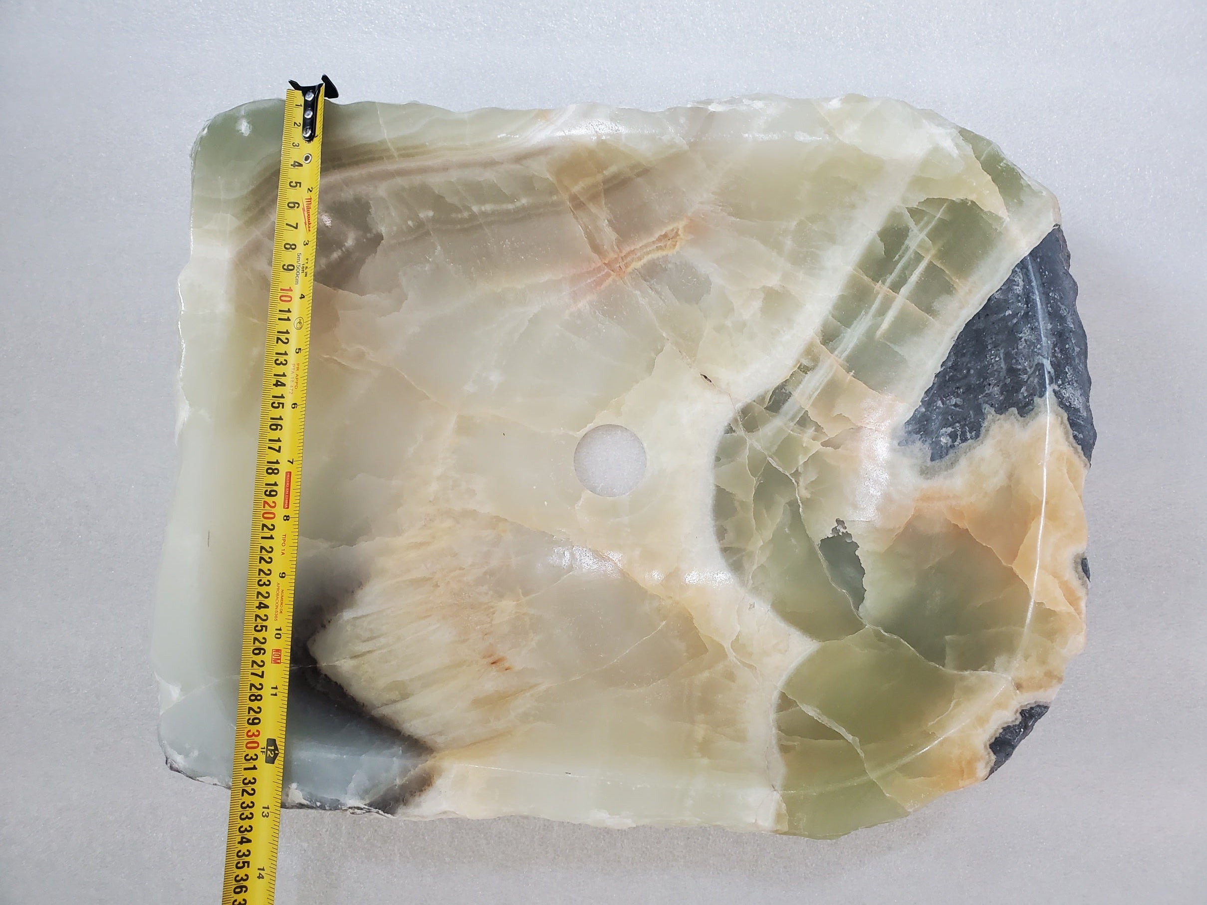 S24_14 Green Onyx Stone Vessel Bathroom Sink - 17 x 13 inch