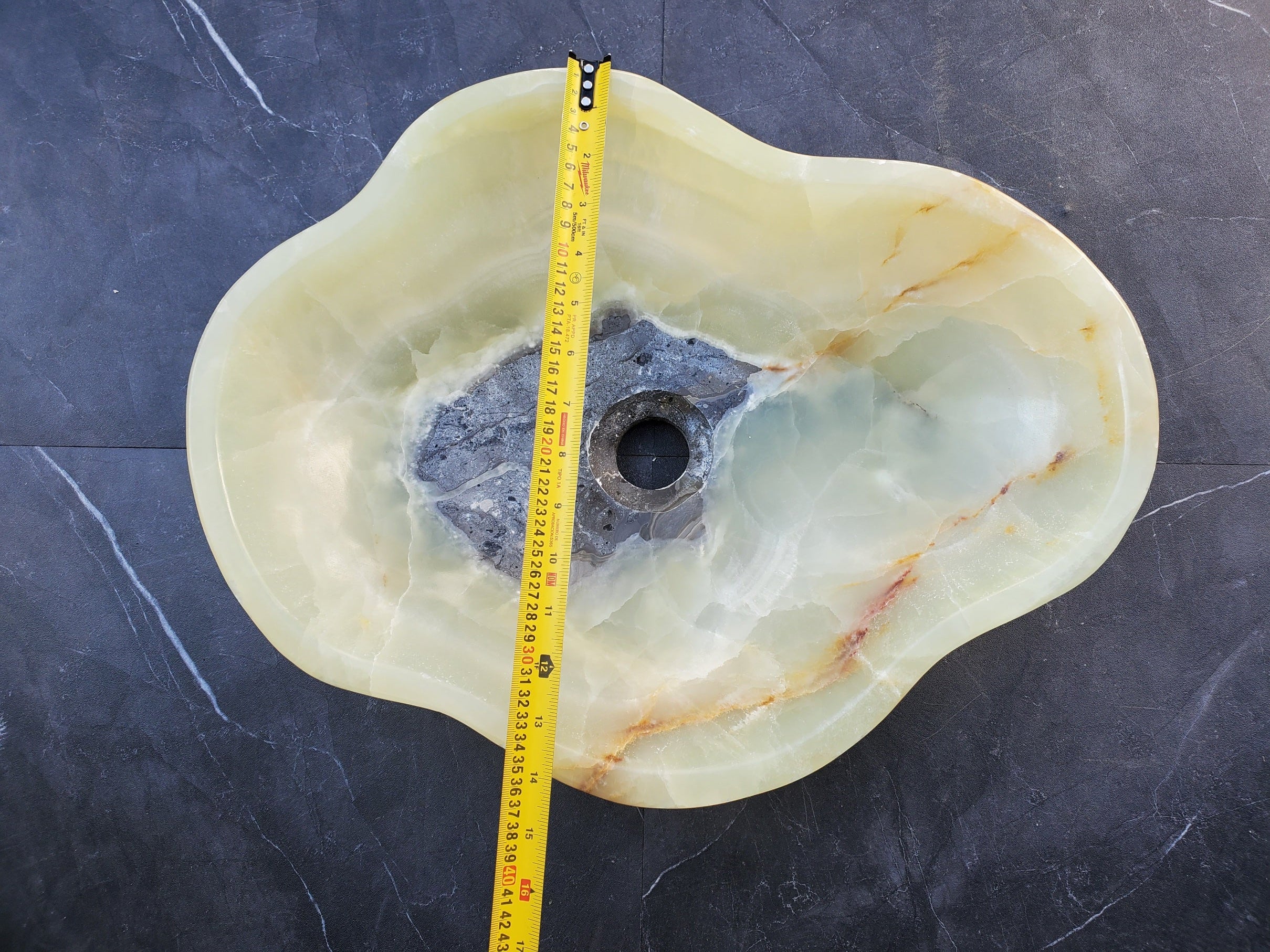 S30_02 Onyx Stone Vessel Bathroom Sink - 18.5 x 14 inch
