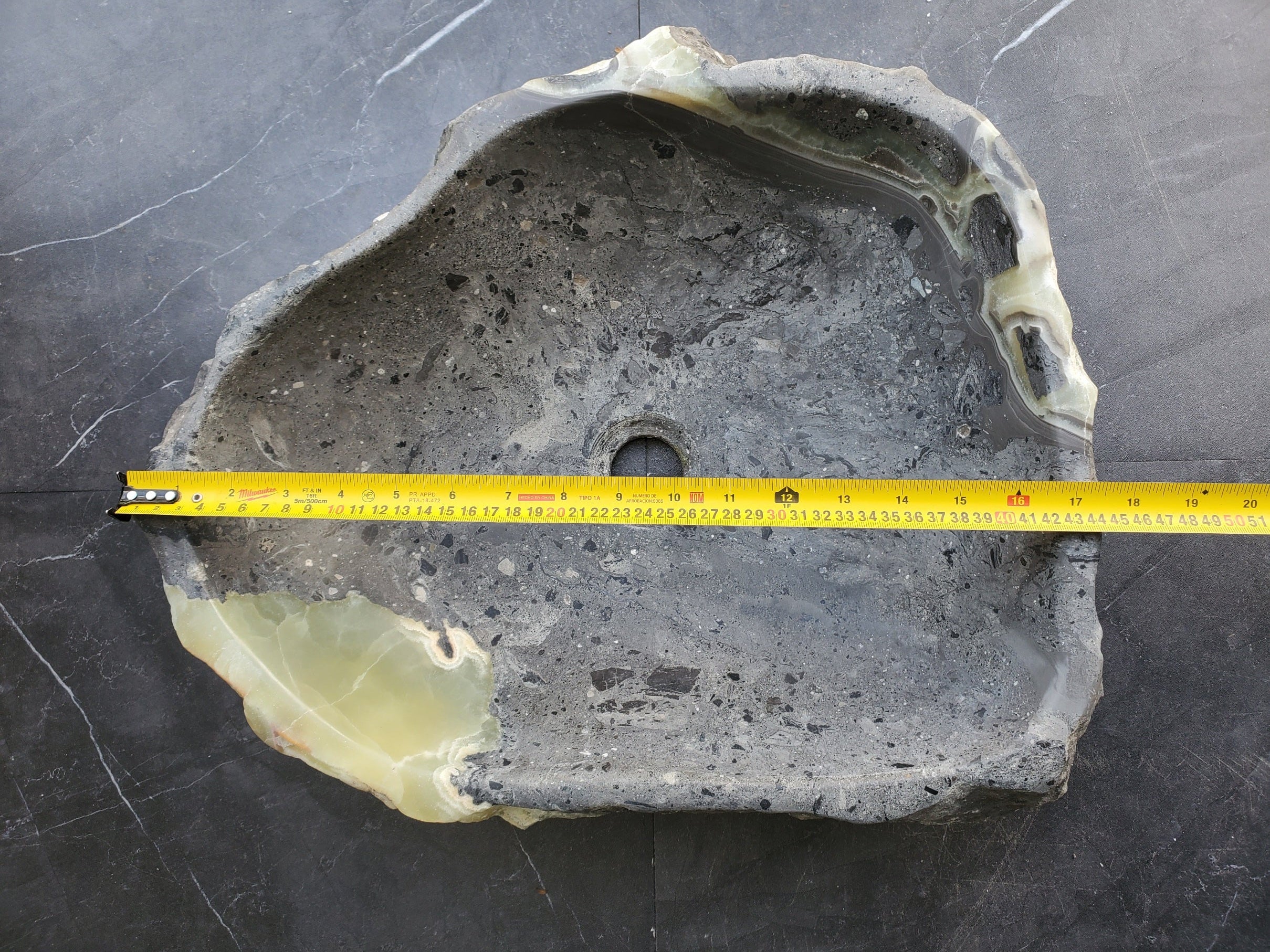 S30_23 Onyx Stone Vessel Bathroom Sink - 17.5 x 14 inch
