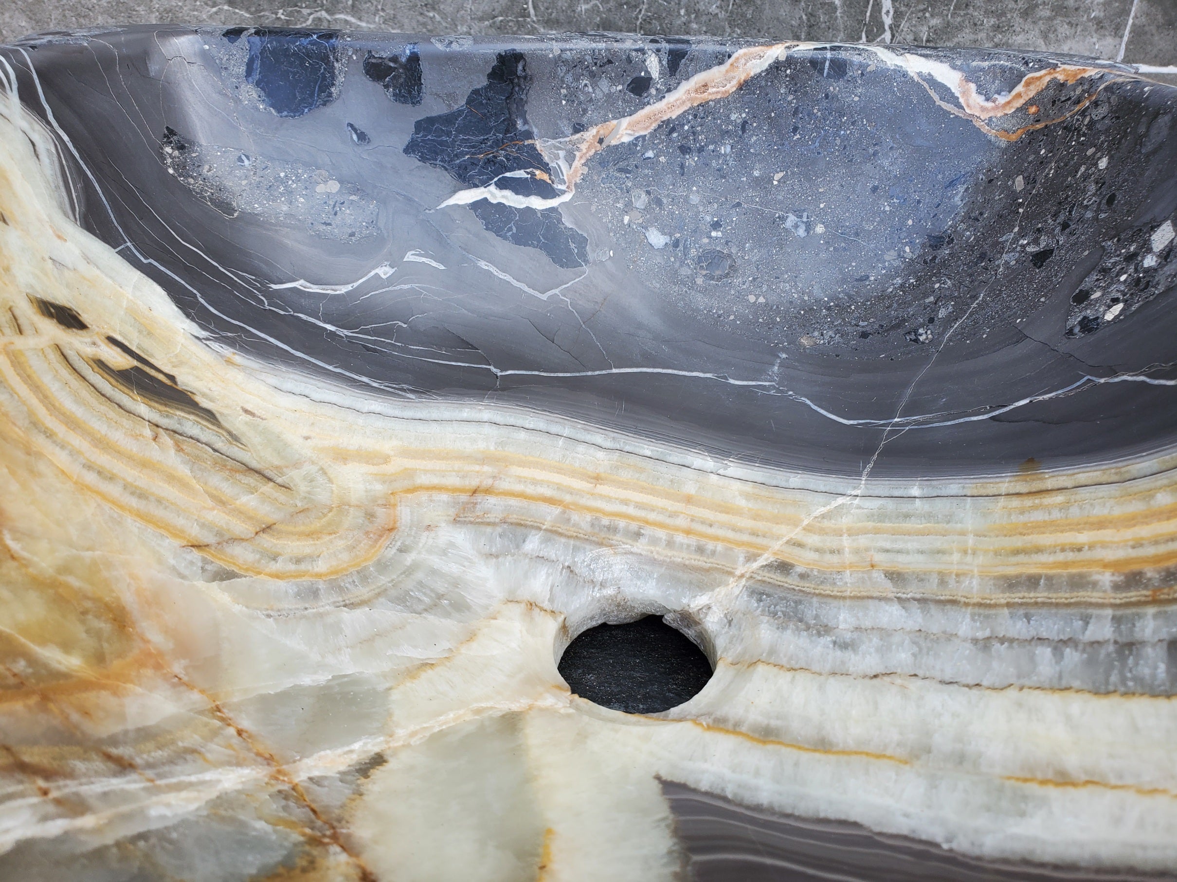S30_25 Onyx Stone Vessel Bathroom Sink - 15 x 15 inch