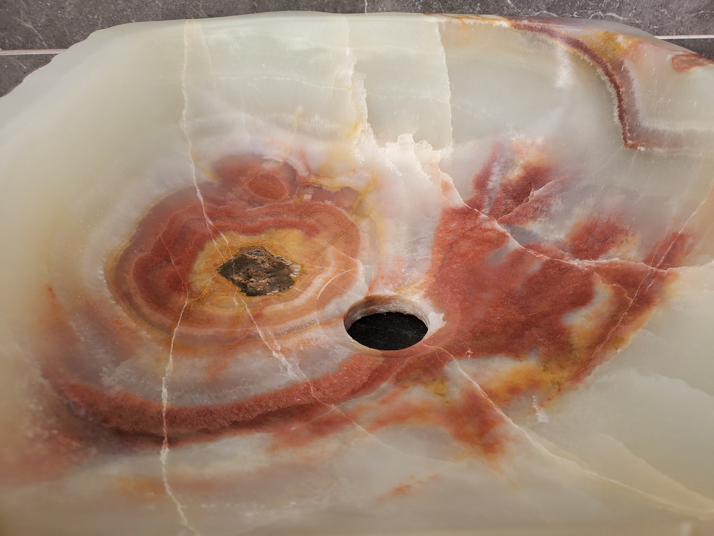 S31_20 Onyx Stone Vessel Bathroom Sink - 17.5 x 16 inch