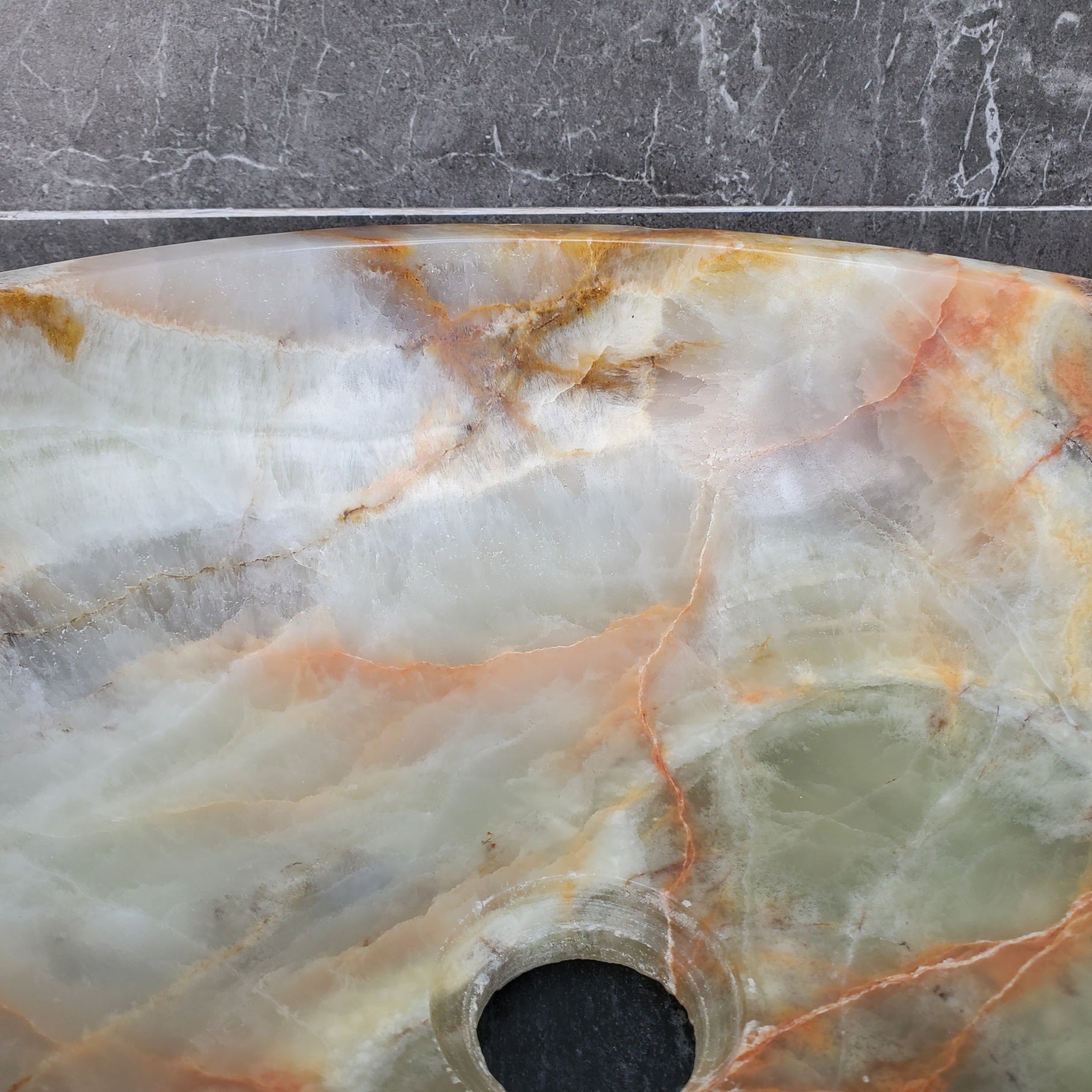 S29_29 Onyx Stone Vessel Bathroom Sink - 15 x 15 inch