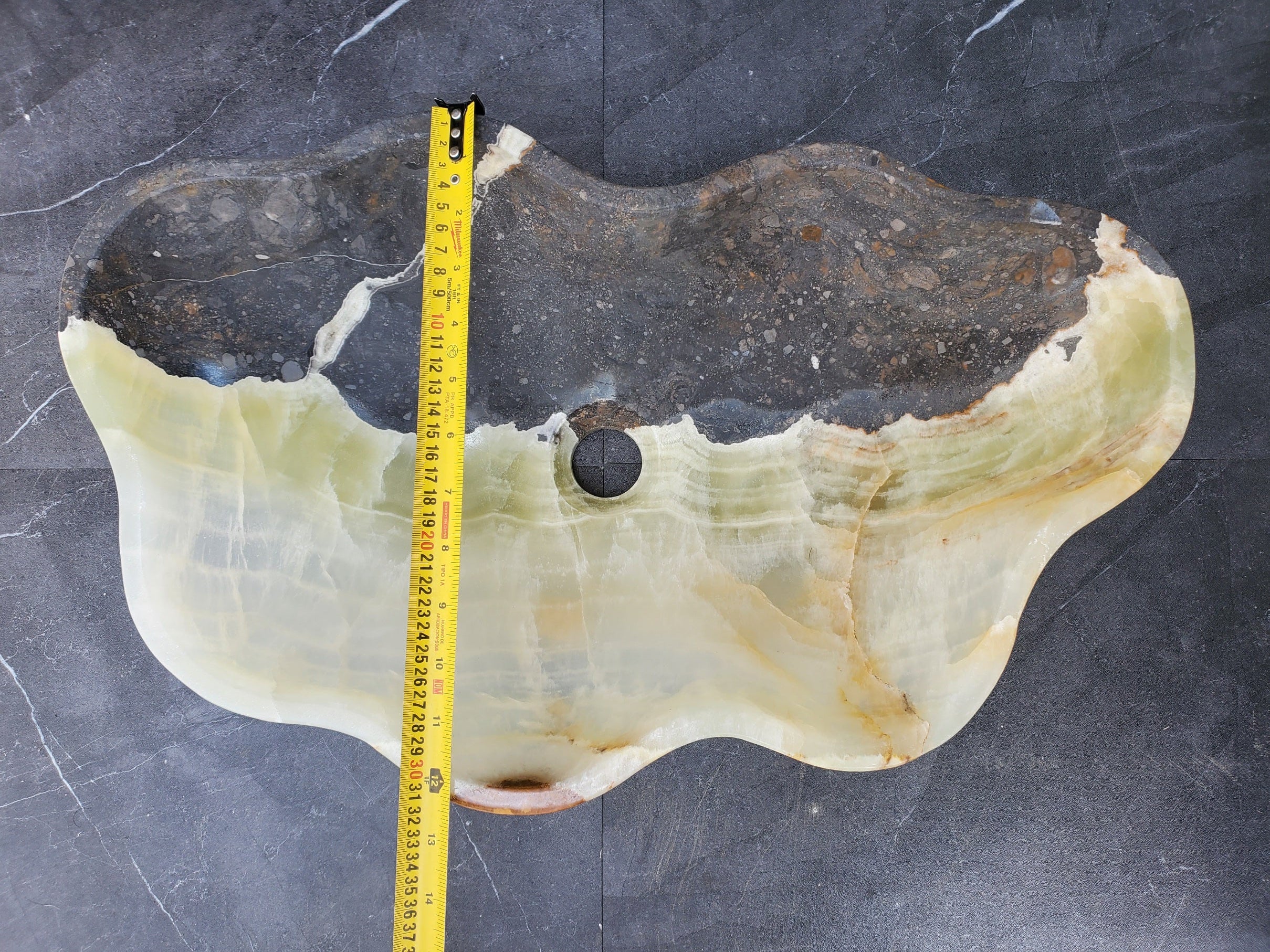 S30_16 Onyx Stone Vessel Bathroom Sink - 20 x 12 inch