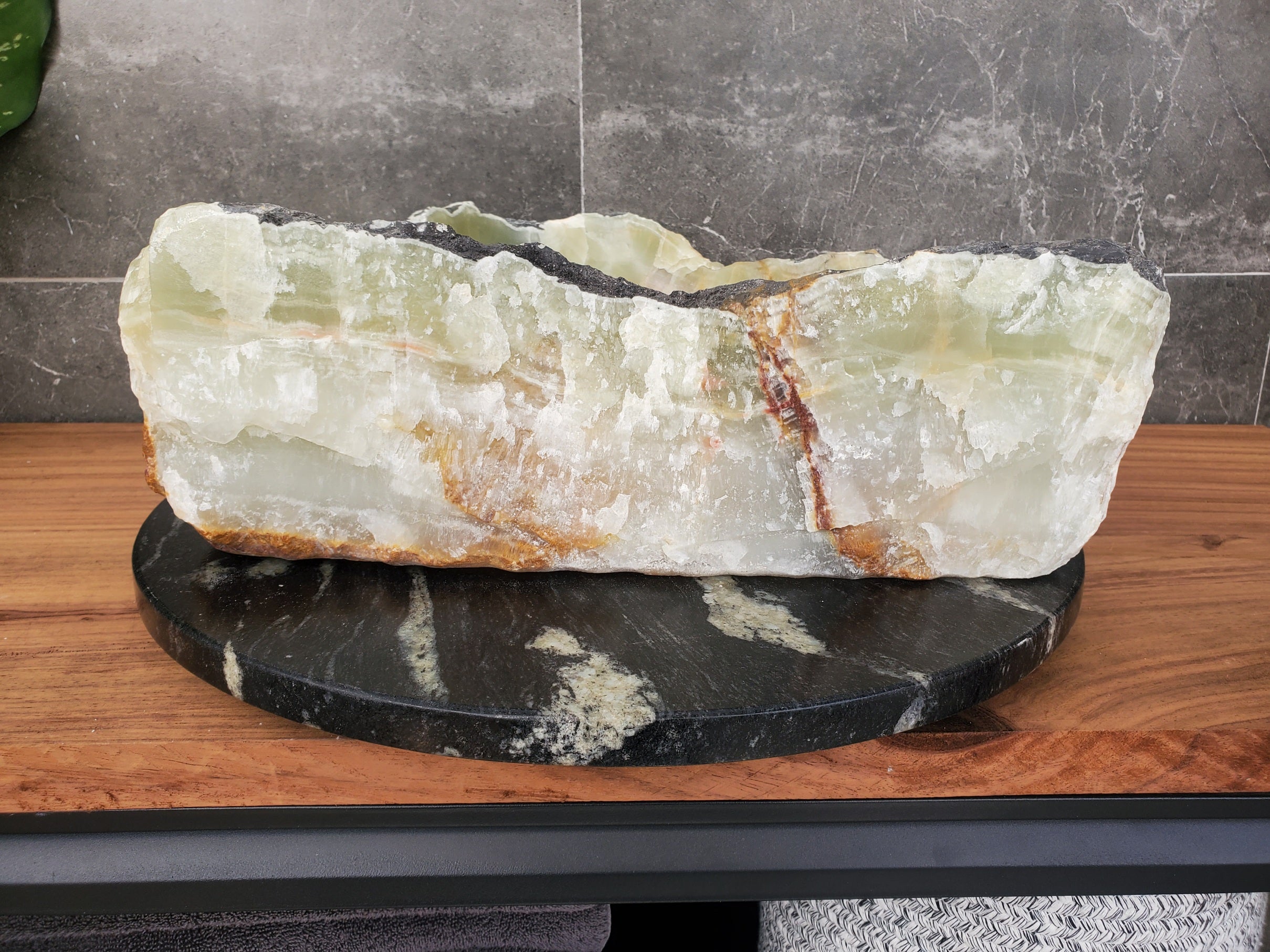 S31_17 Onyx Stone Vessel Bathroom Sink - 17.5 x 14 inch