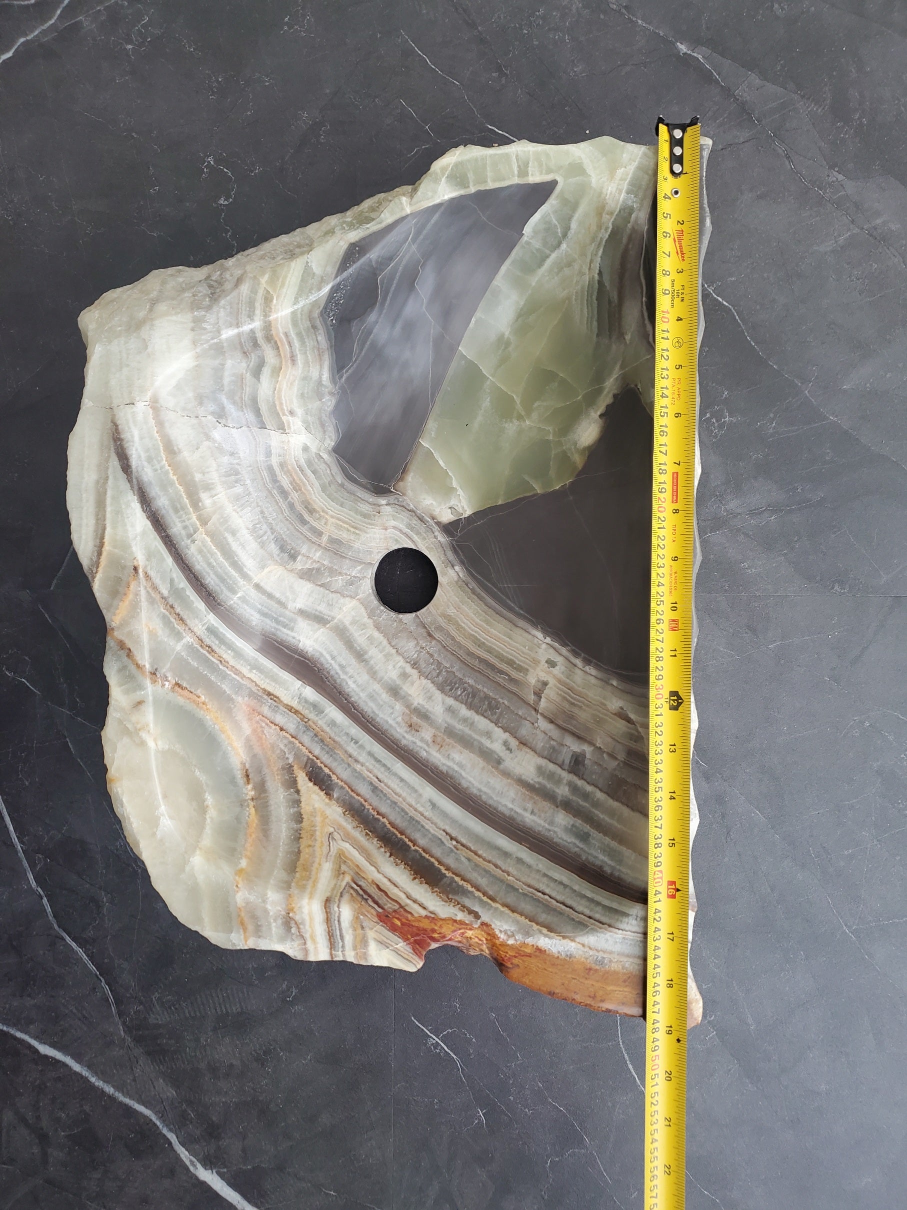 S25_16 Green Onyx Stone Vessel Bathroom Sink
