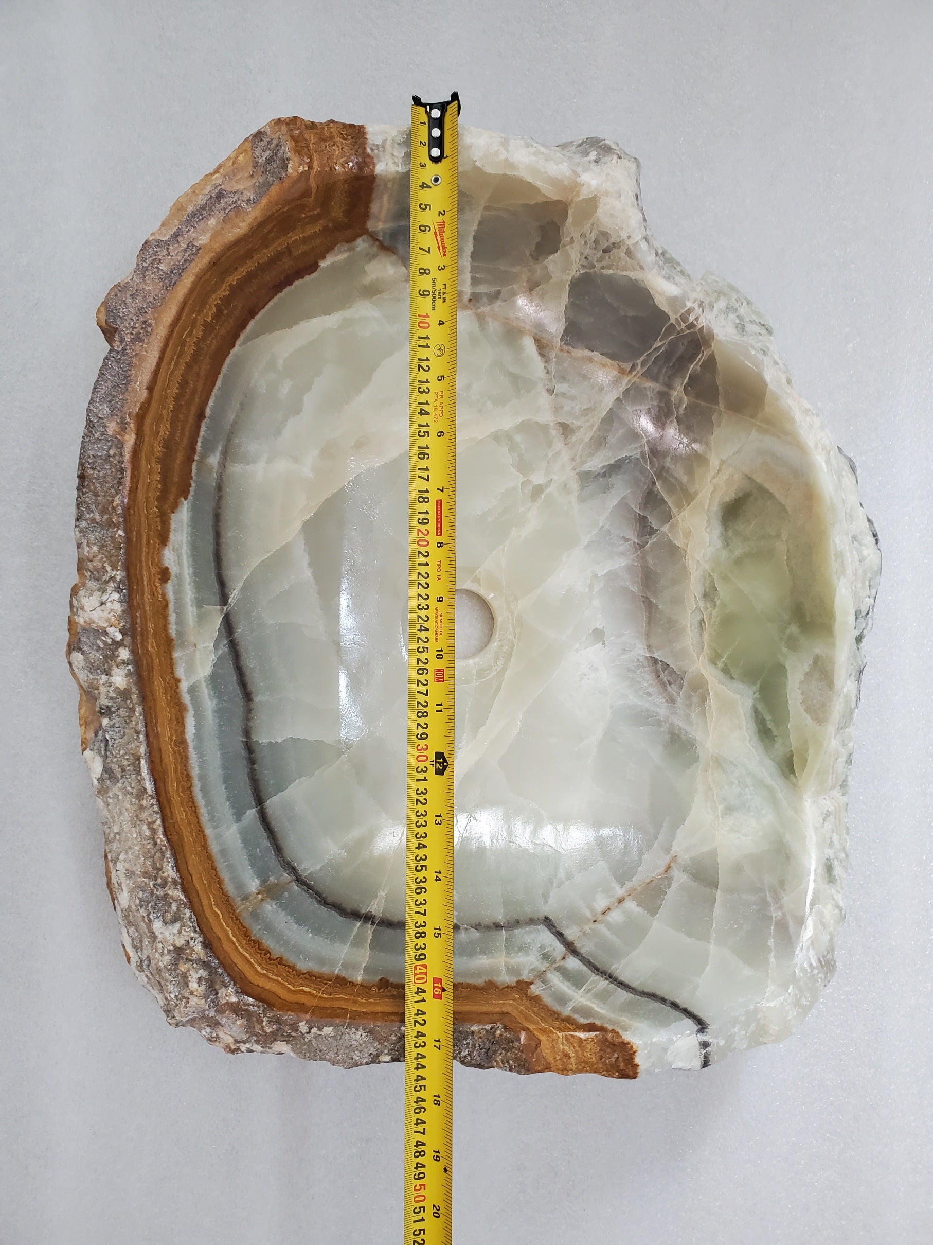 S24_17 Green Onyx Stone Vessel Bathroom Sink