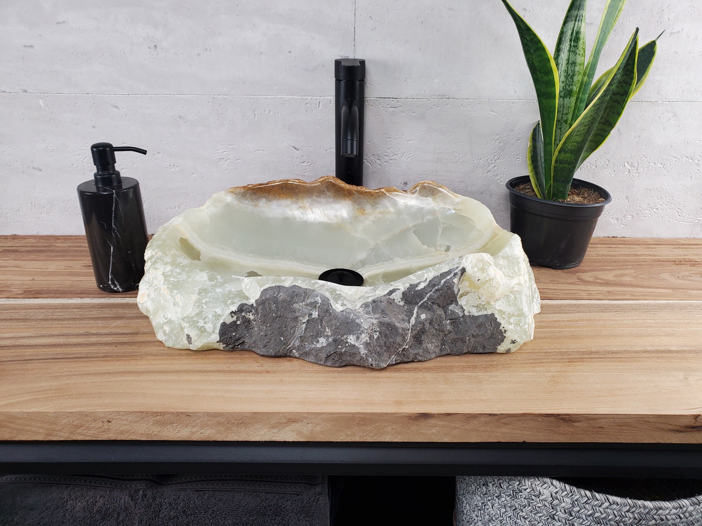 S28_16 Onyx Stone Vessel Bathroom Sink