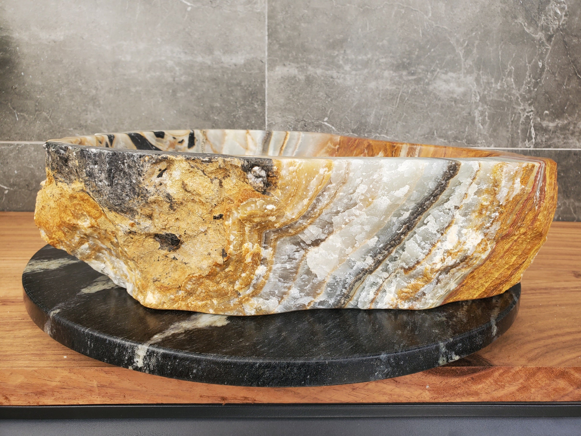 S31_19 Onyx Stone Vessel Bathroom Sink