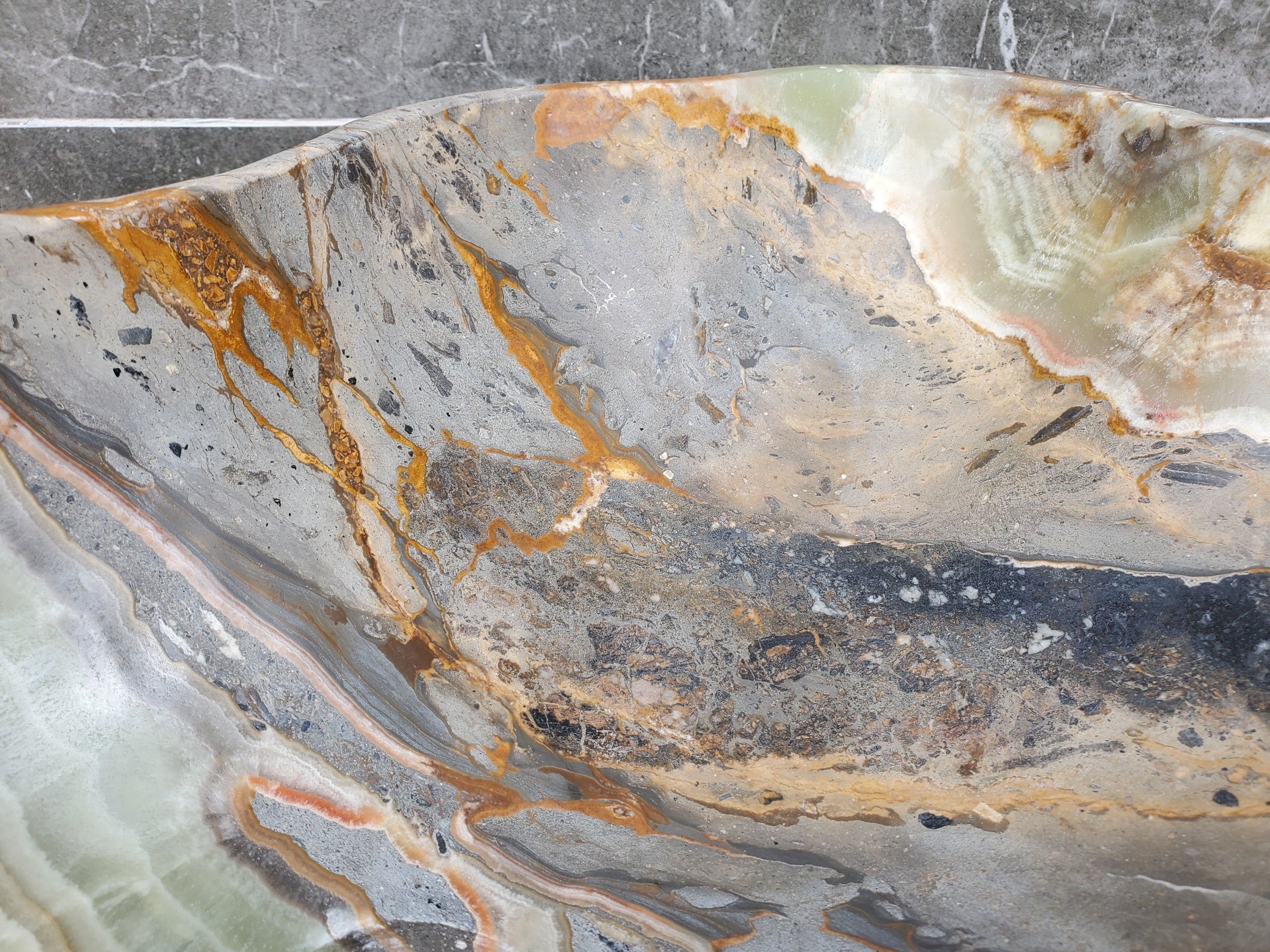 S30_32 Onyx Stone Vessel Bathroom Sink - 20.5 x 12 inch