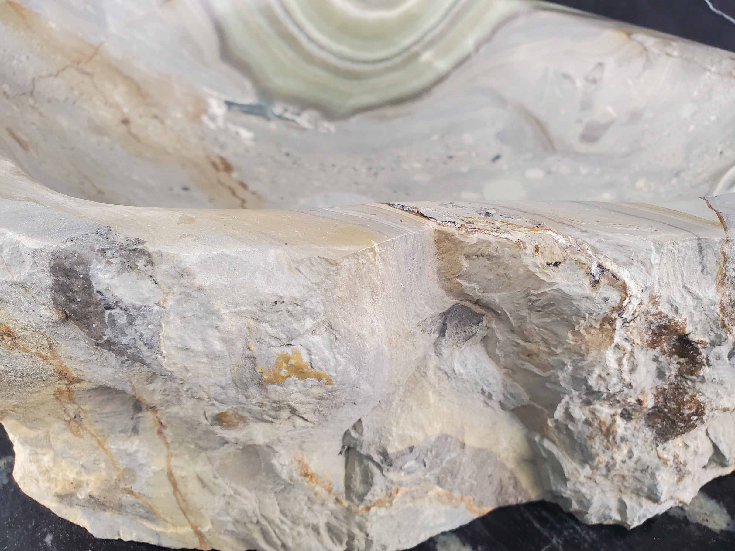 S25_10 Green Onyx Stone Vessel Bathroom Sink - 16 x 14 inch