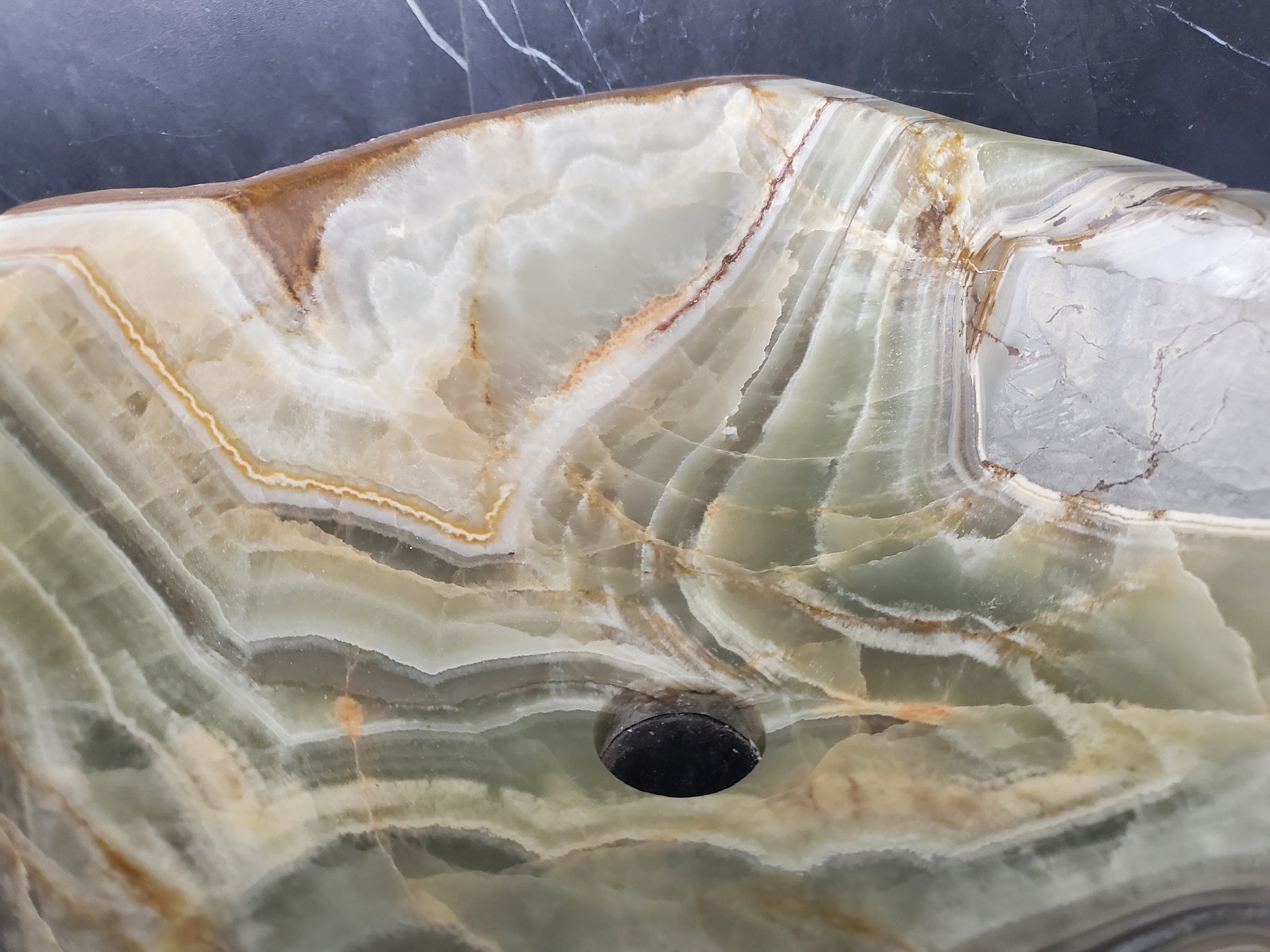 S25_12 Green Onyx Stone Vessel Bathroom Sink - 18 x 17 inch