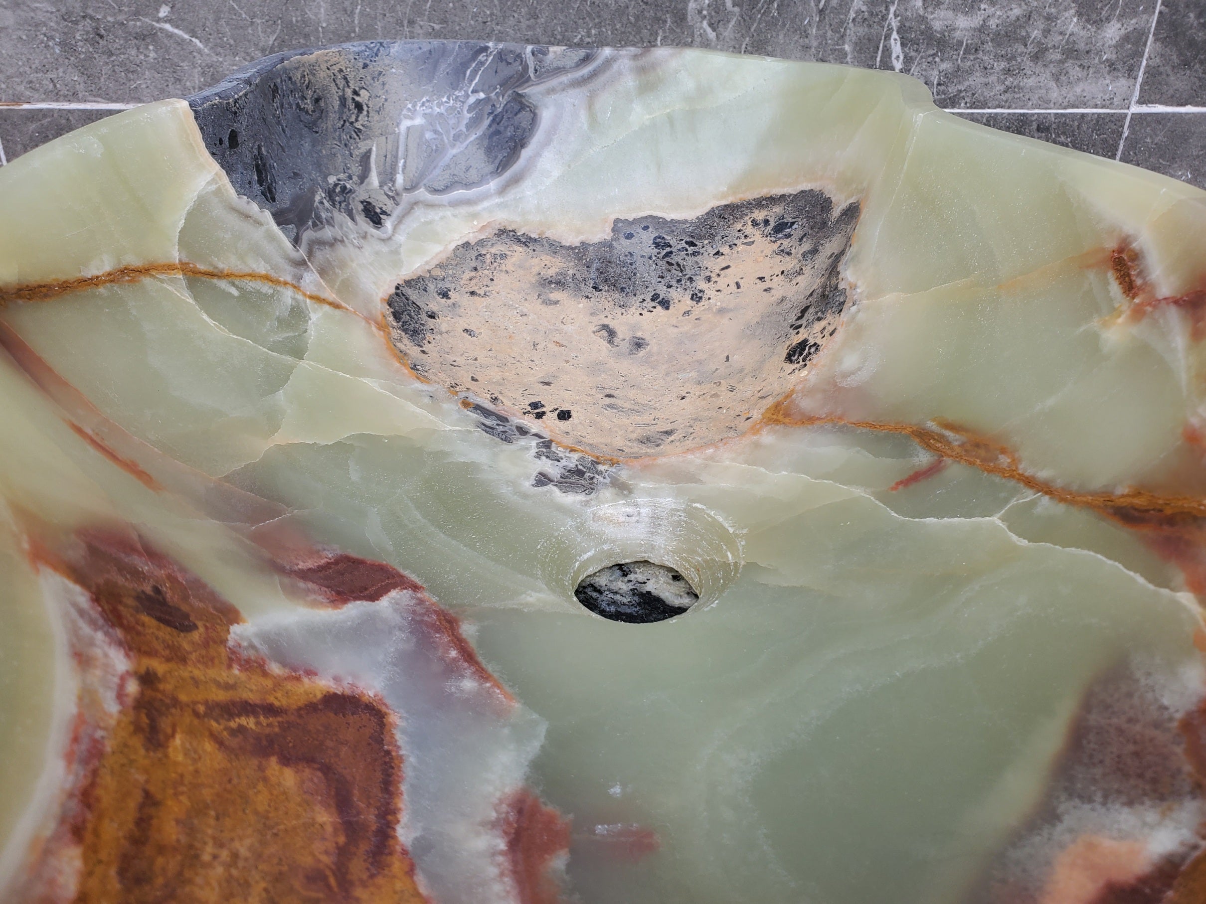 S30_30 Onyx Stone Vessel Bathroom Sink - 18.5 x 12 inch