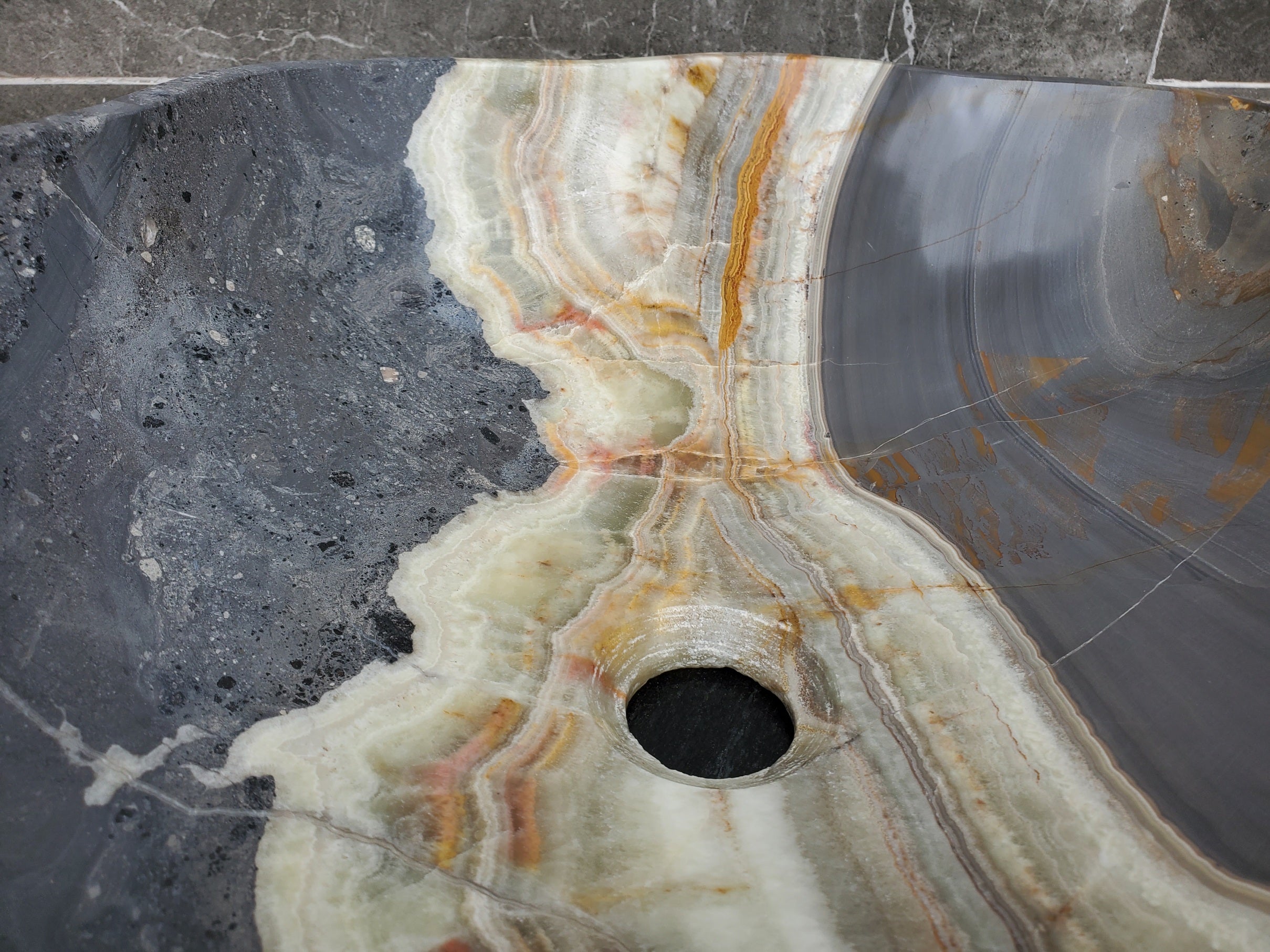 S30_33 Onyx Stone Vessel Bathroom Sink - 20.5 x 16 inch