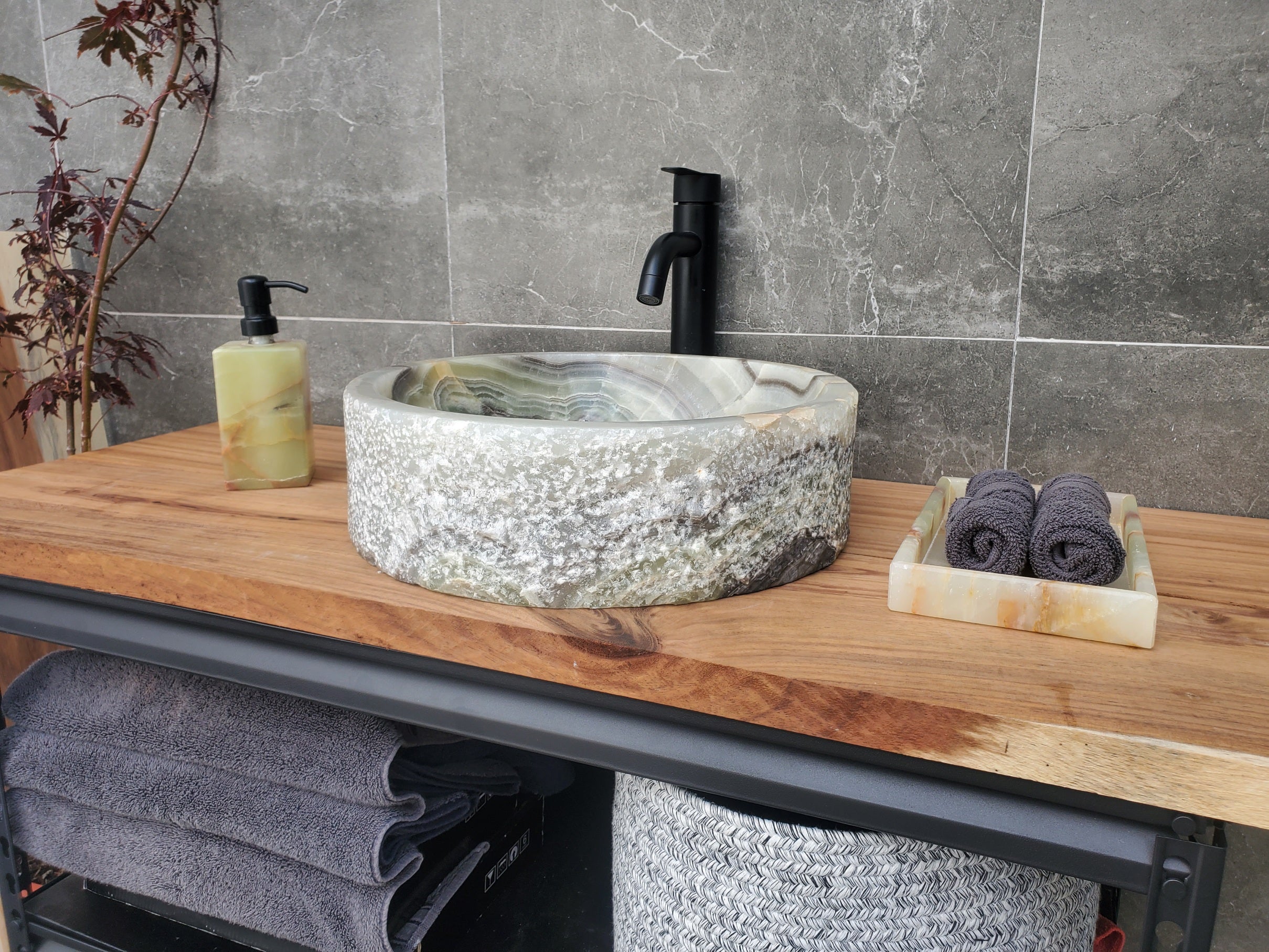 S29_30 Onyx Stone Vessel Bathroom Sink