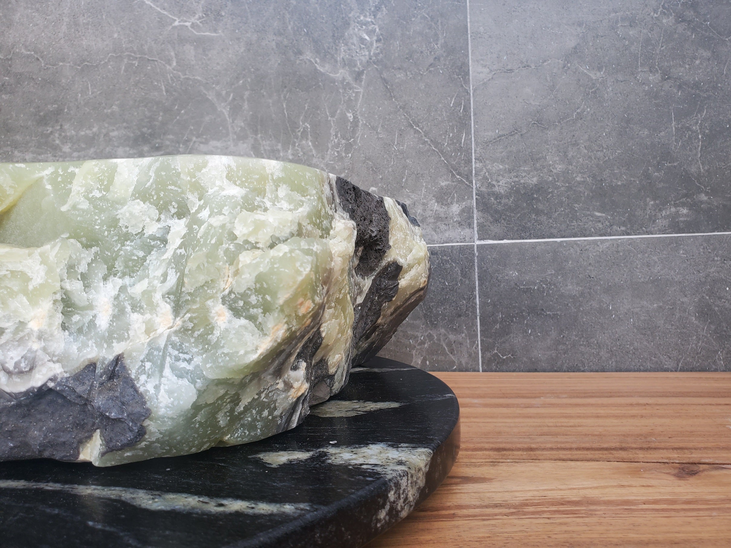 S30_21 Onyx Stone Vessel Bathroom Sink - 16.5 x 11 inch