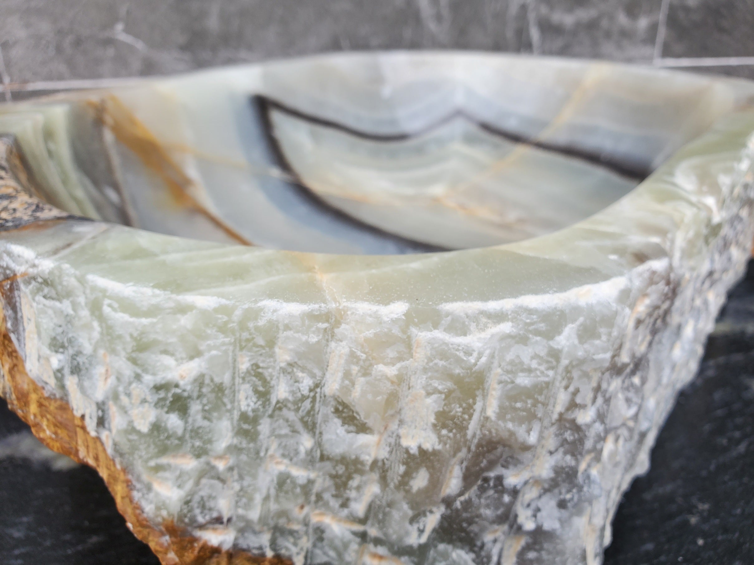 S29_33 Onyx Stone Vessel Bathroom Sink - 18 x 12.5 inch