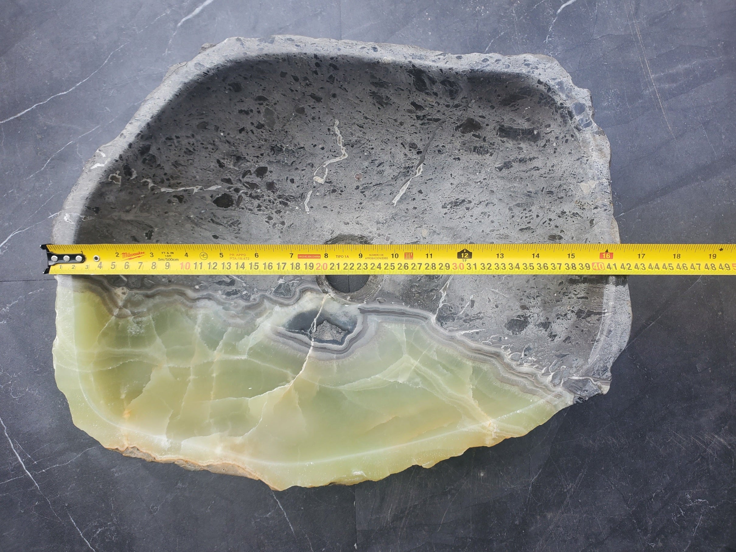 S30_20 Onyx Stone Vessel Bathroom Sink - 16.5 x 13 inch