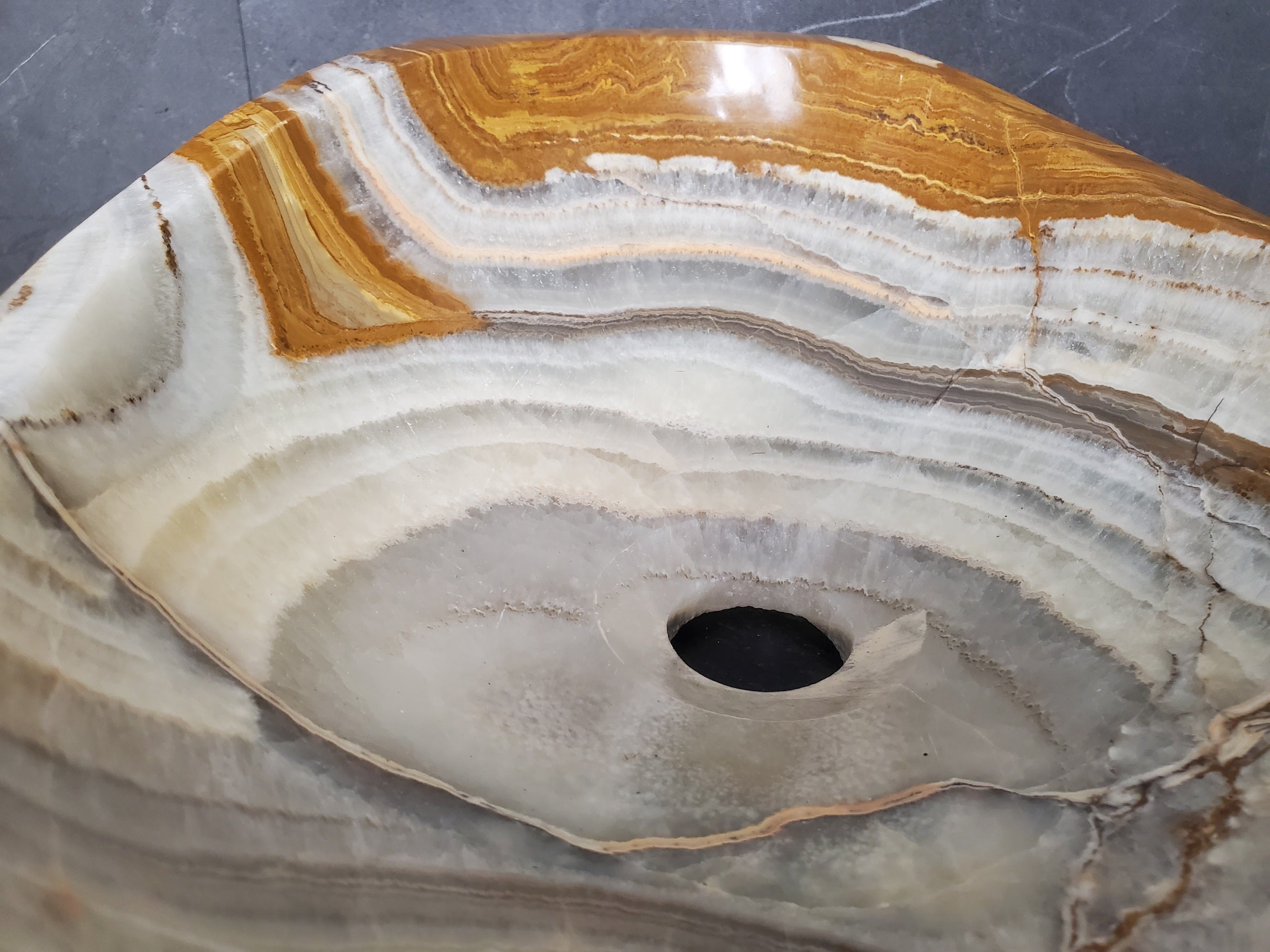 S28_11 Onyx Stone Vessel Bathroom Sink - 17 x 12.5 inch
