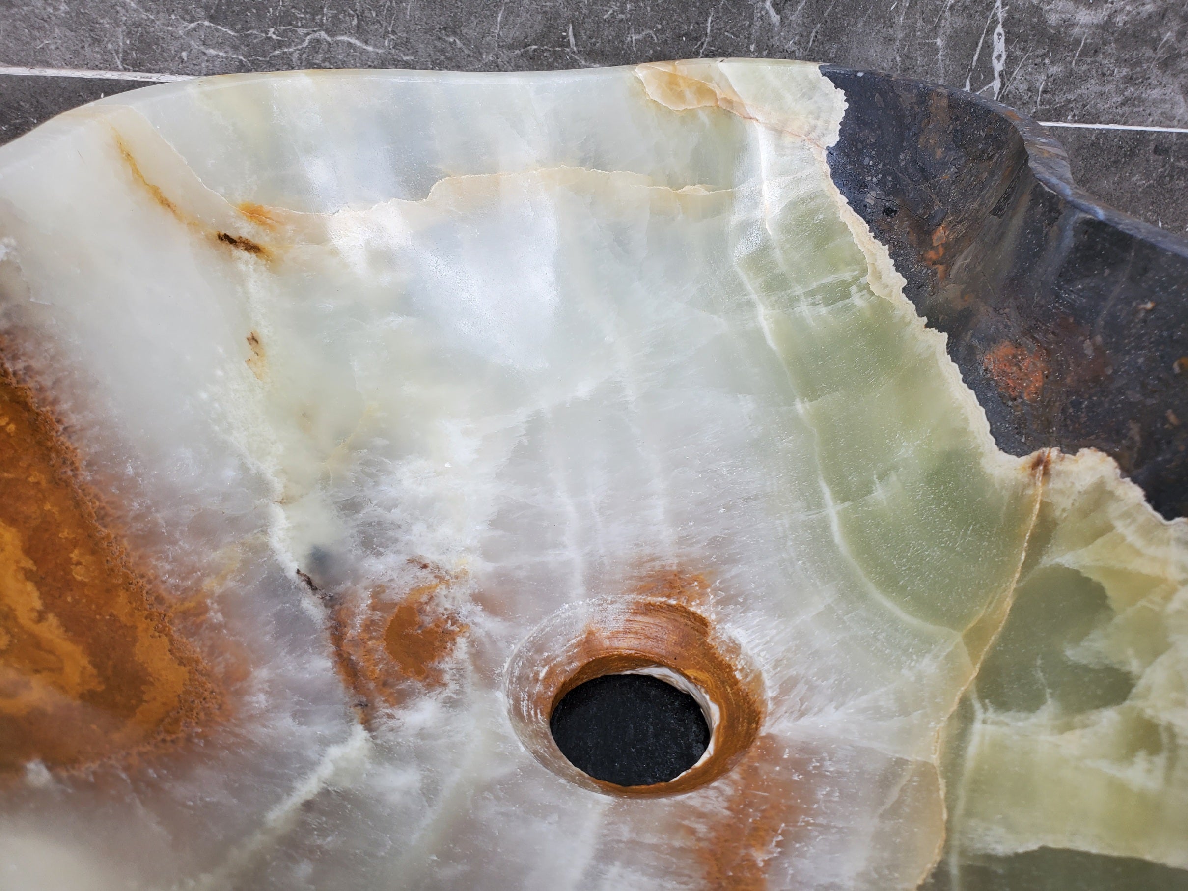 S30_17 Onyx Stone Vessel Bathroom Sink - 17 x 12 inch