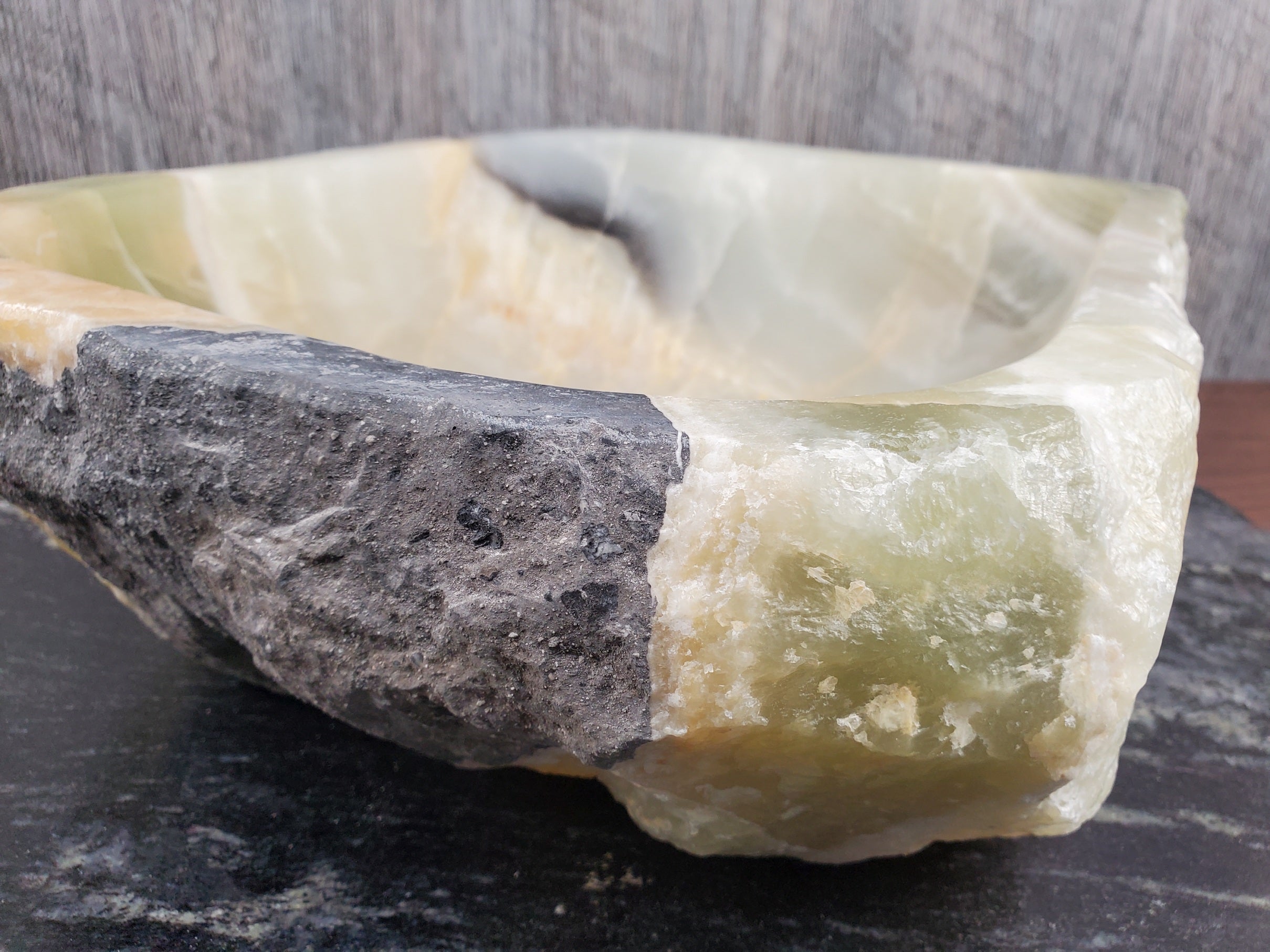 S24_14 Green Onyx Stone Vessel Bathroom Sink - 17 x 13 inch