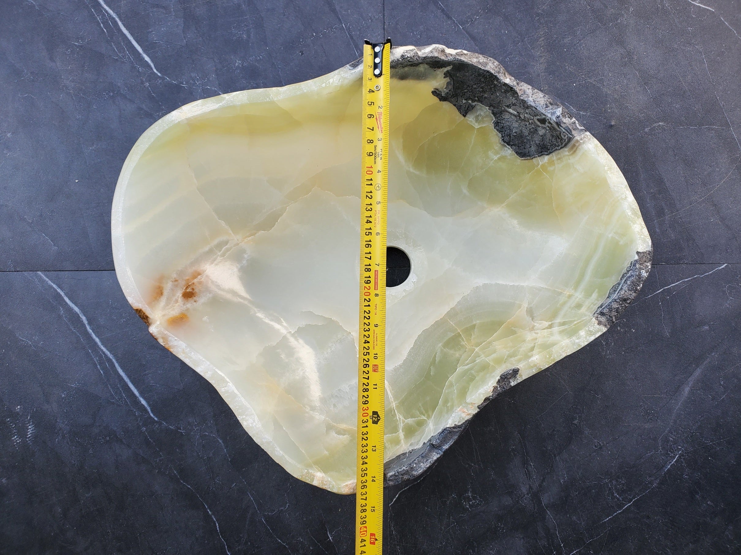 S29_19 Onyx Stone Vessel Bathroom Sink - 18 x 15 inch