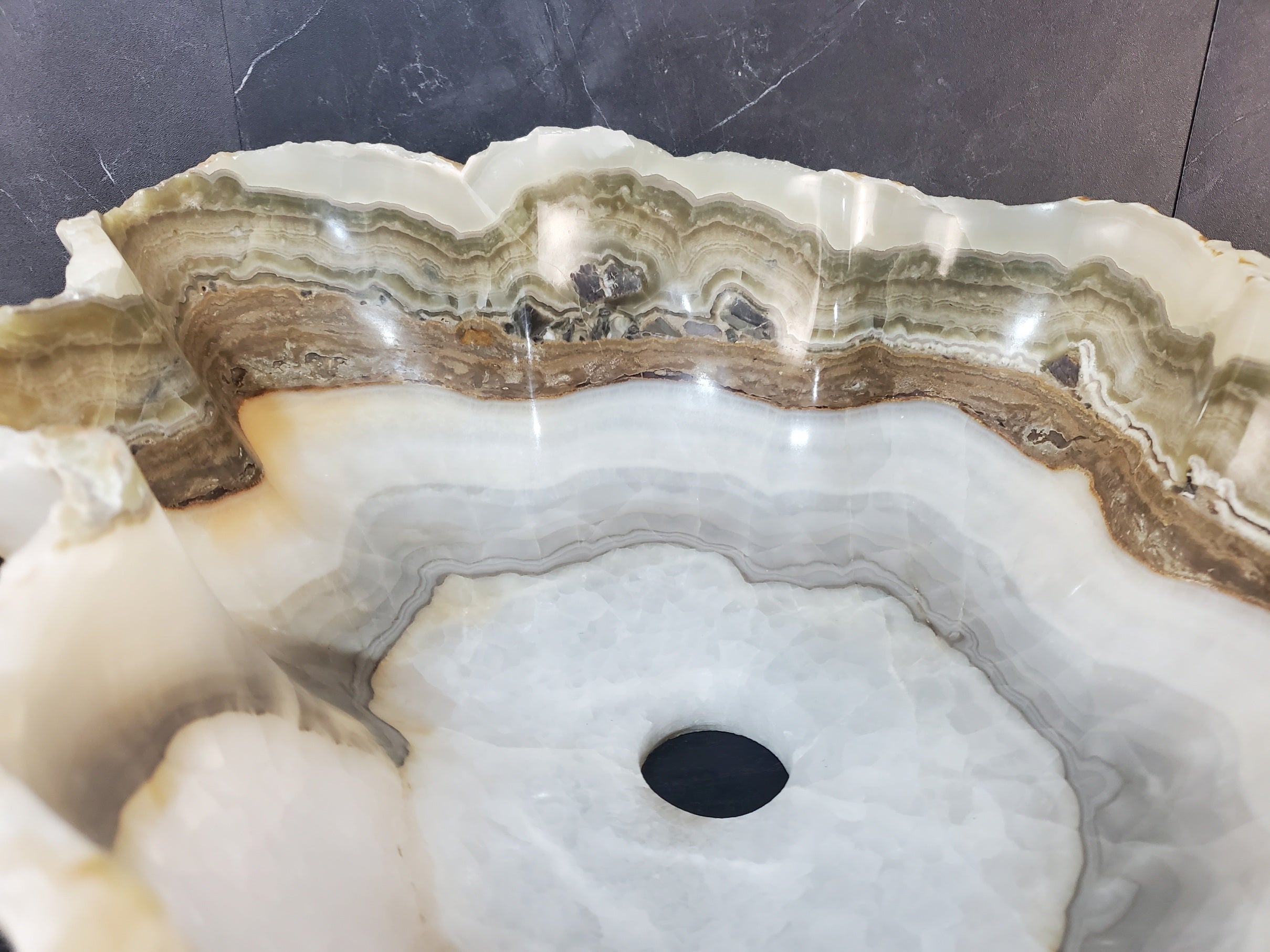 S27_19 Onyx Stone Bathroom Vessel Sink - 19.5 x 16 inch