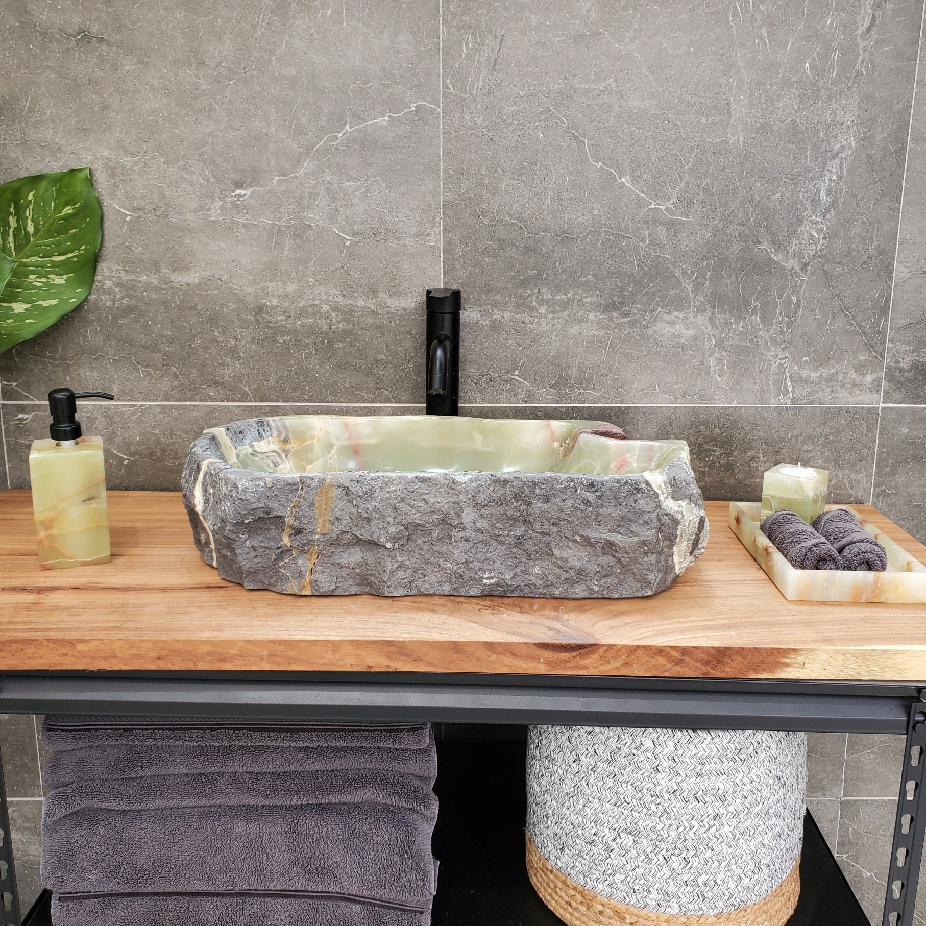 S31_11 Onyx Stone Vessel Bathroom Sink