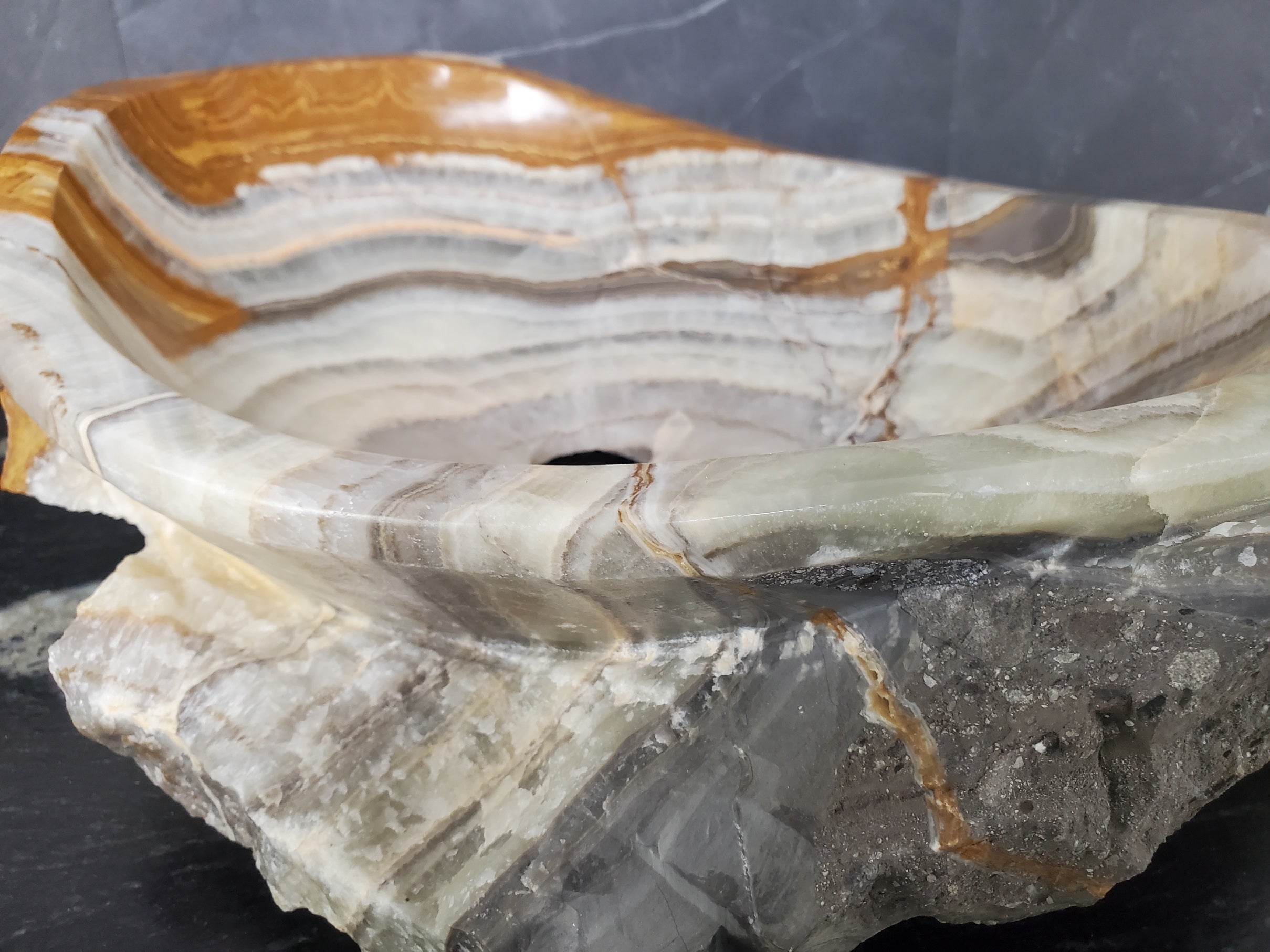S28_11 Onyx Stone Vessel Bathroom Sink - 17 x 12.5 inch