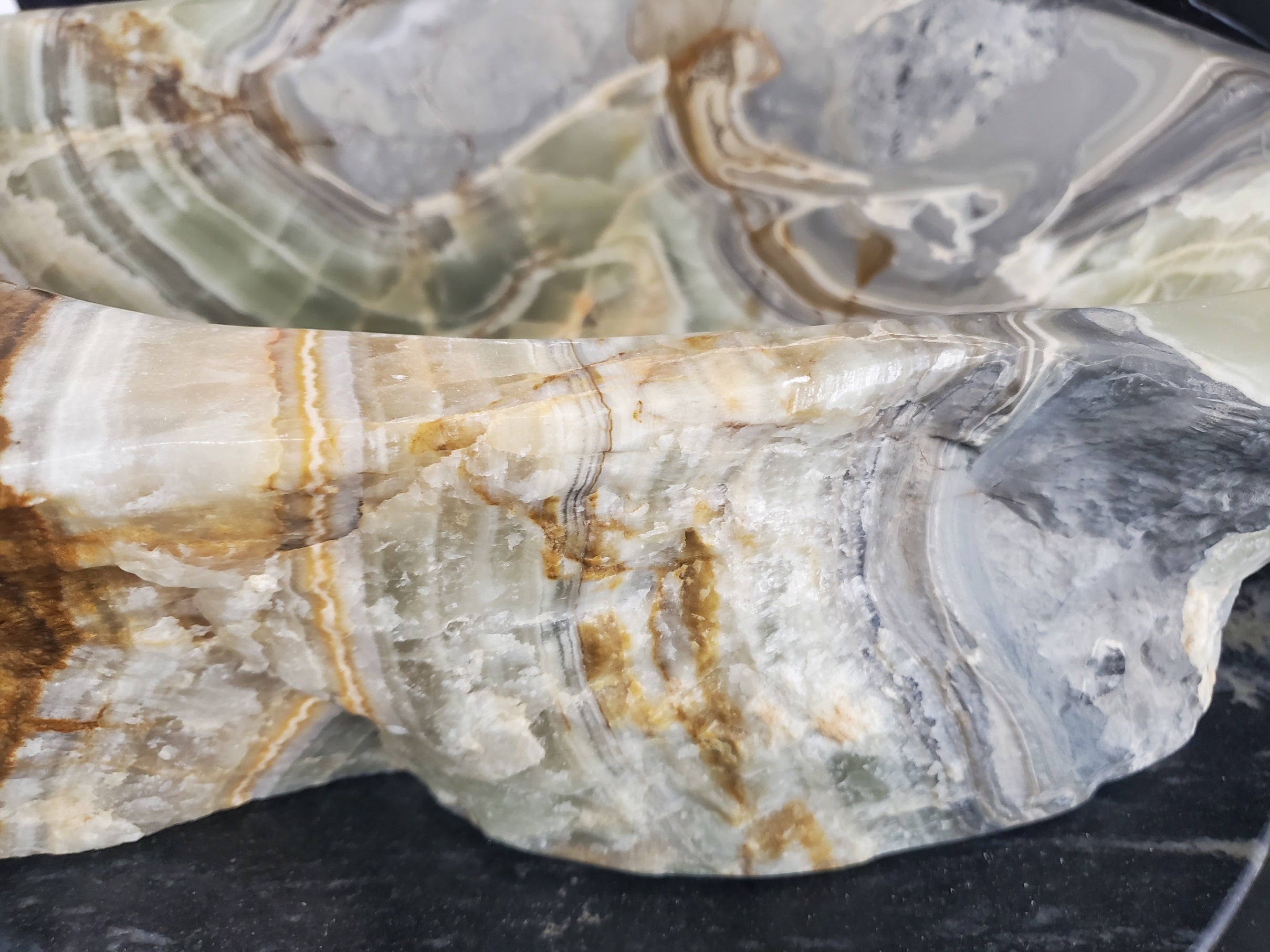 S25_12 Green Onyx Stone Vessel Bathroom Sink - 18 x 17 inch