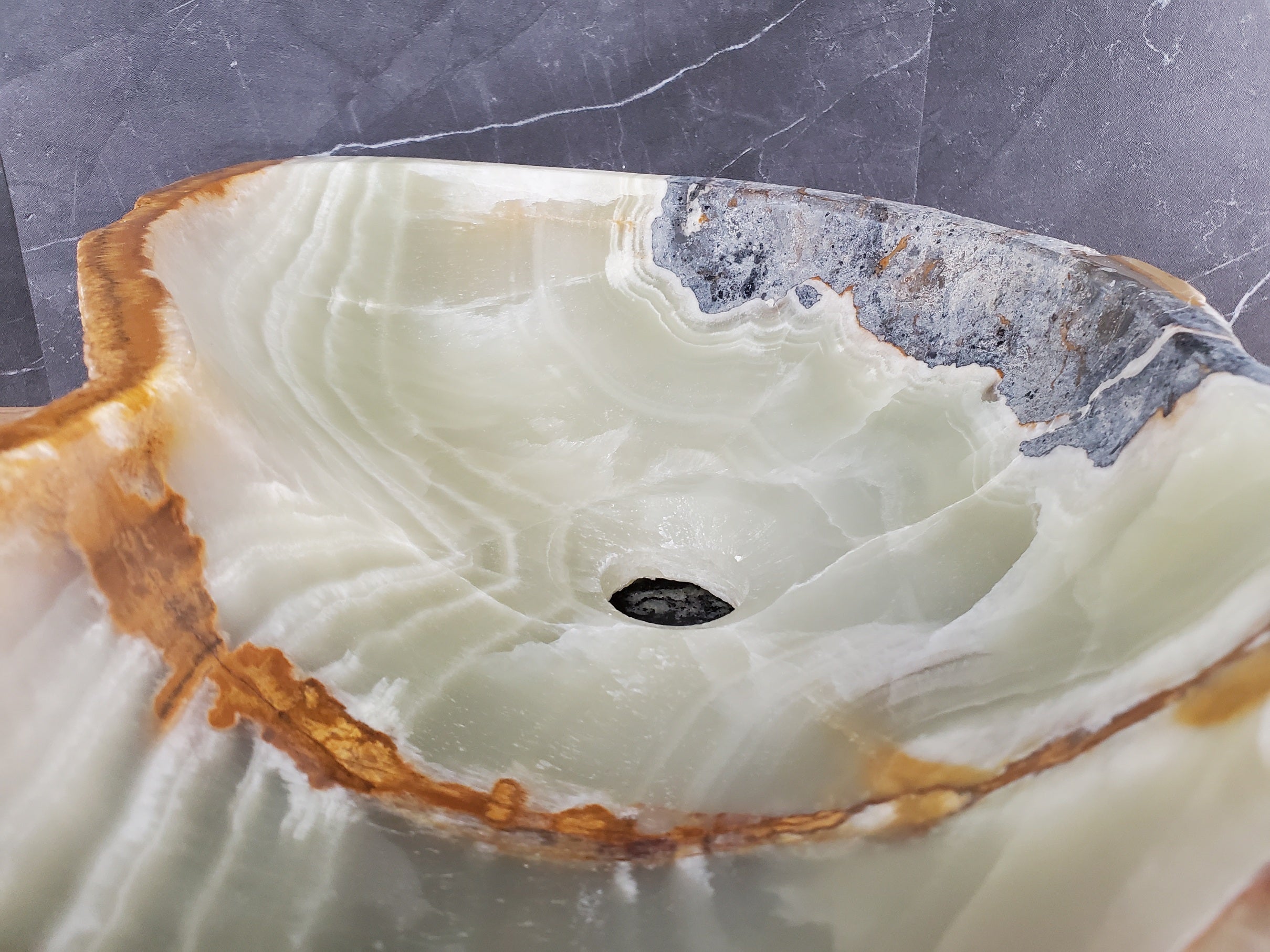 S28_17 Onyx Stone Vessel Bathroom Sink - 20.5 x 11 inch