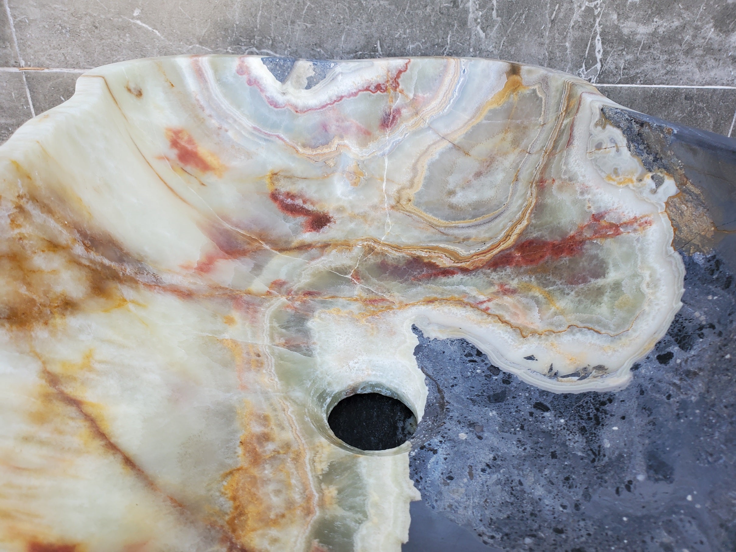 S30_18 Onyx Stone Vessel Bathroom Sink - 19 x 14 inch