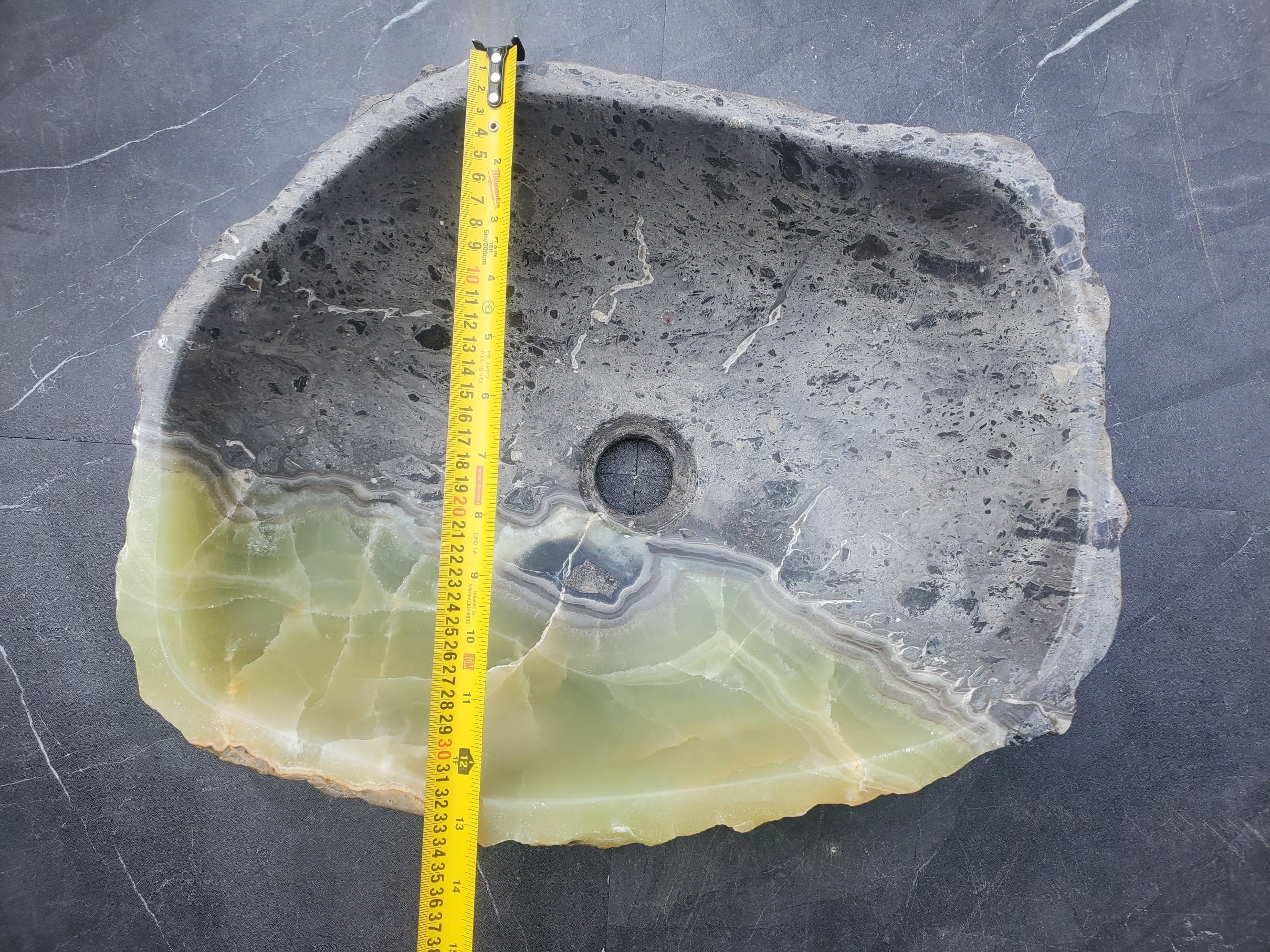 S30_20 Onyx Stone Vessel Bathroom Sink - 16.5 x 13 inch