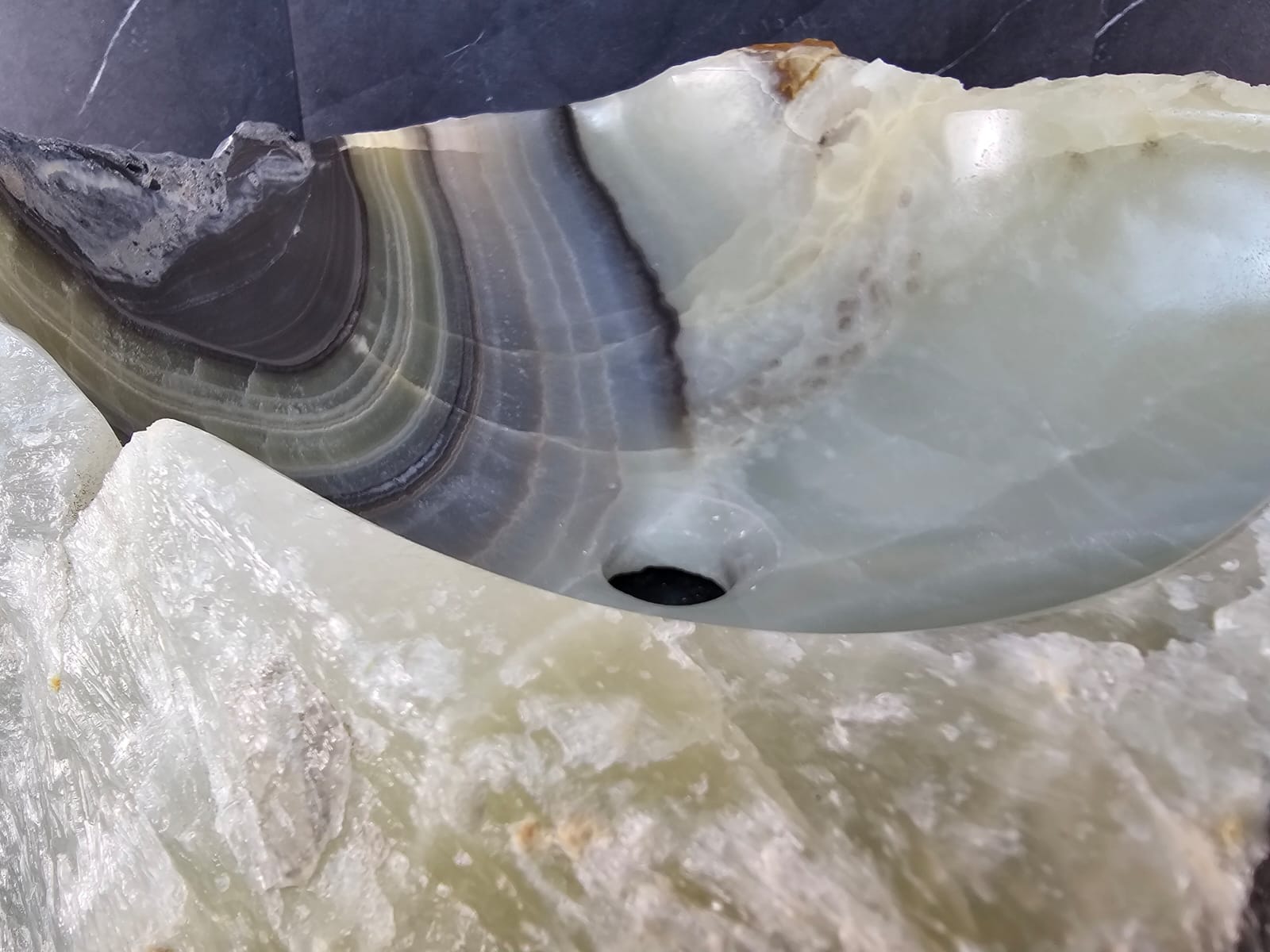 S29_03 Onyx Stone Vessel Bathroom Sink - 18 x 14.5 inch