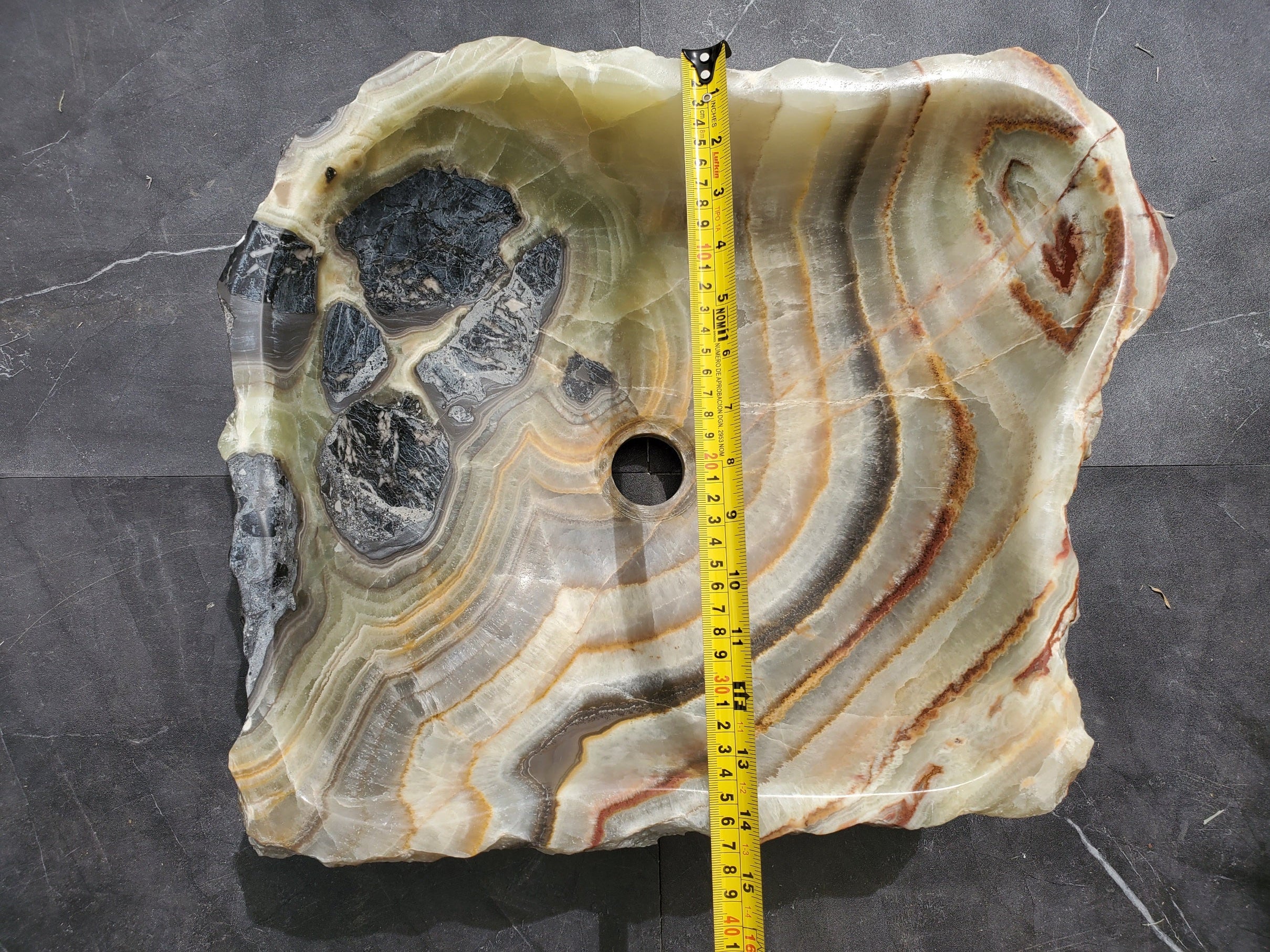 S31_13 Onyx Stone Vessel Bathroom Sink - 17.5 x 14.5 inch