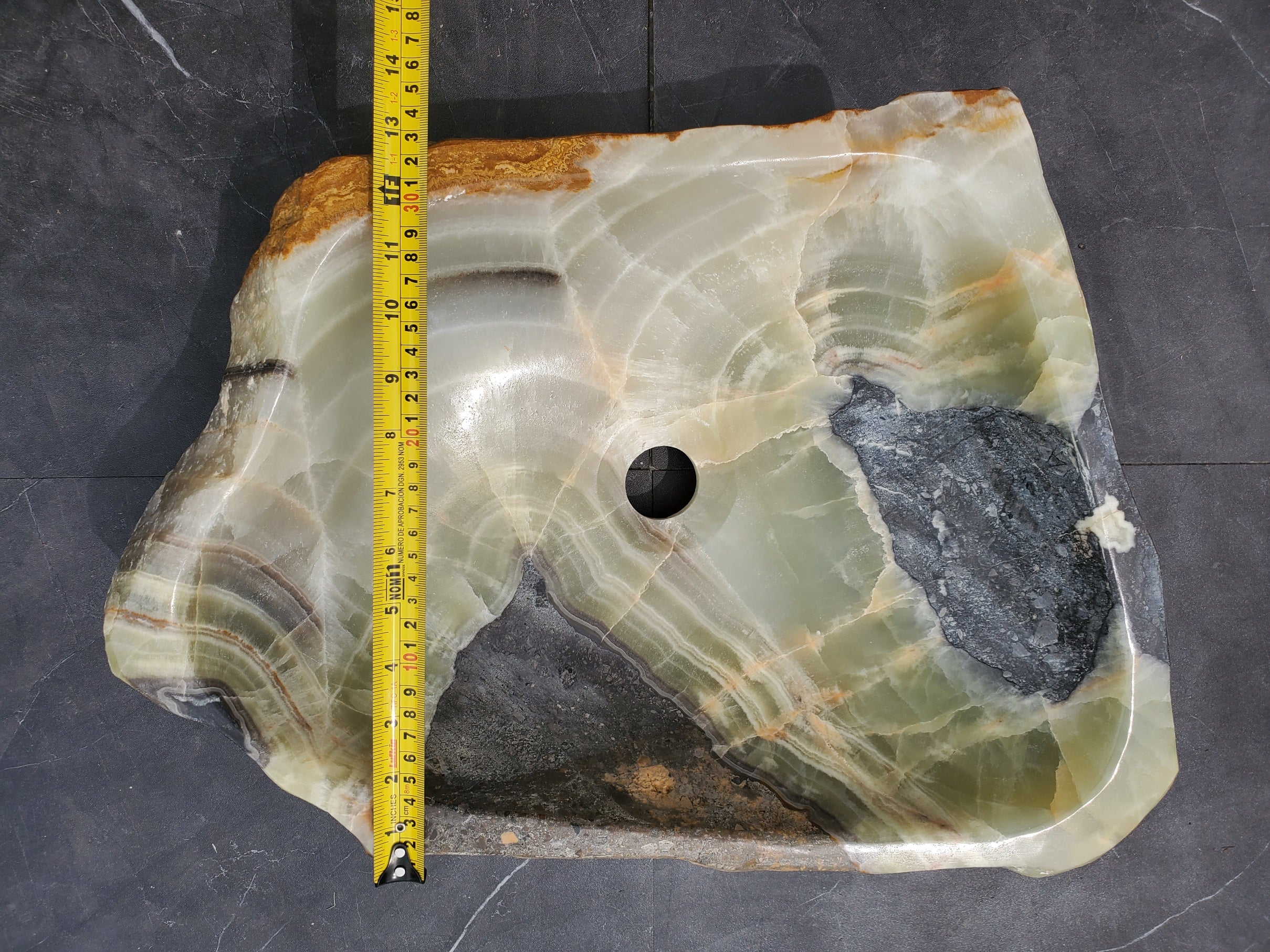 S31_23 Onyx Stone Vessel Bathroom Sink - 18 x 15 inch