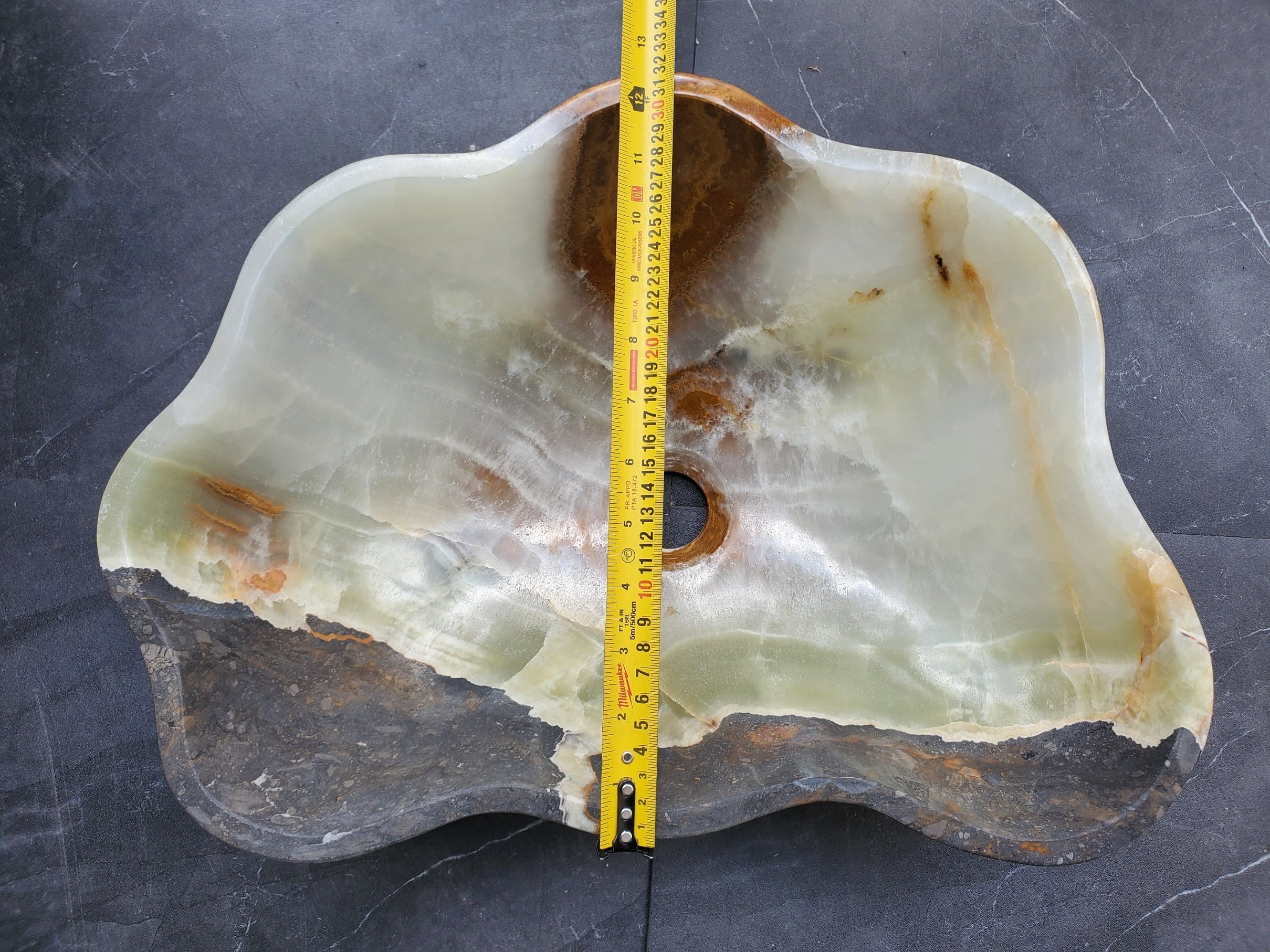 S30_17 Onyx Stone Vessel Bathroom Sink - 17 x 12 inch