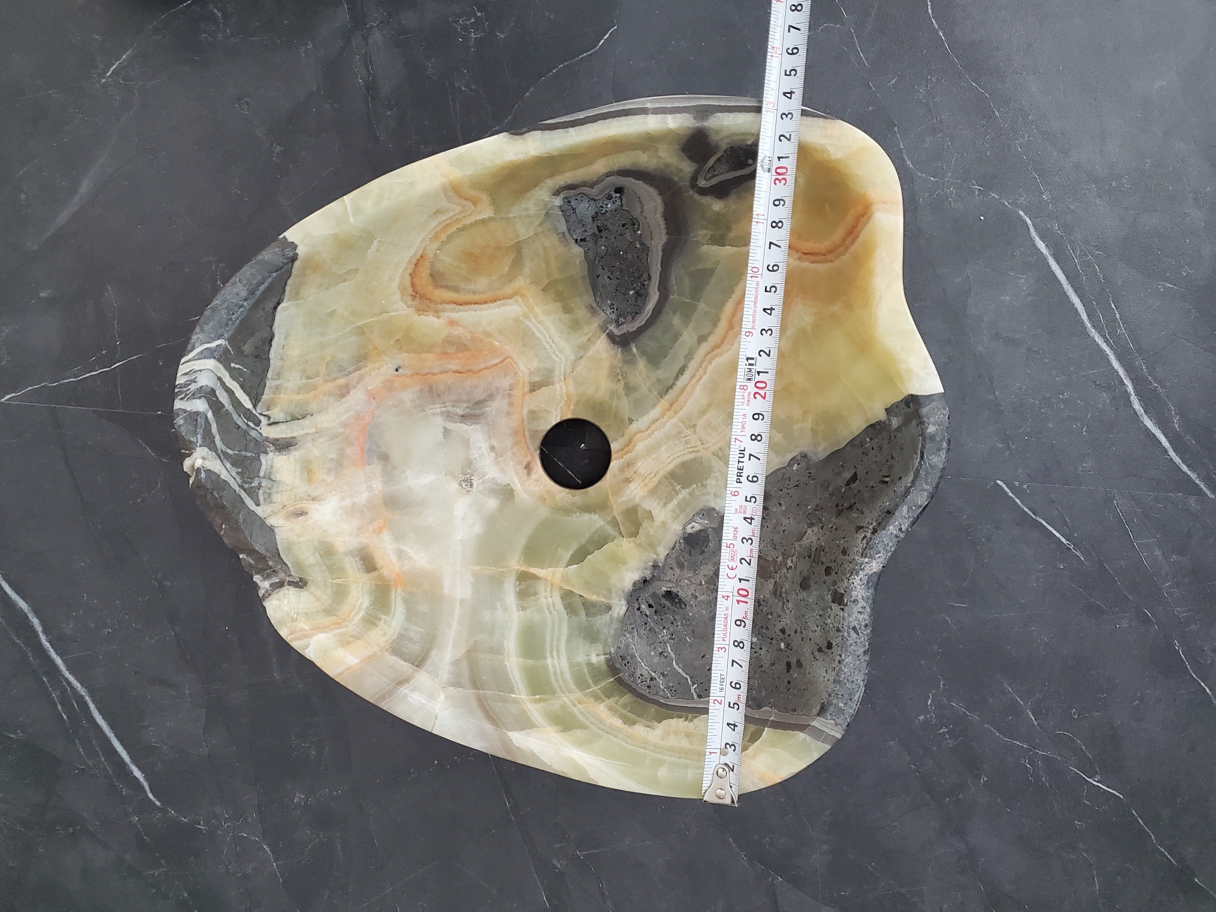 S28_26 Onyx Stone Vessel Bathroom Sink -  15 x 13 inch