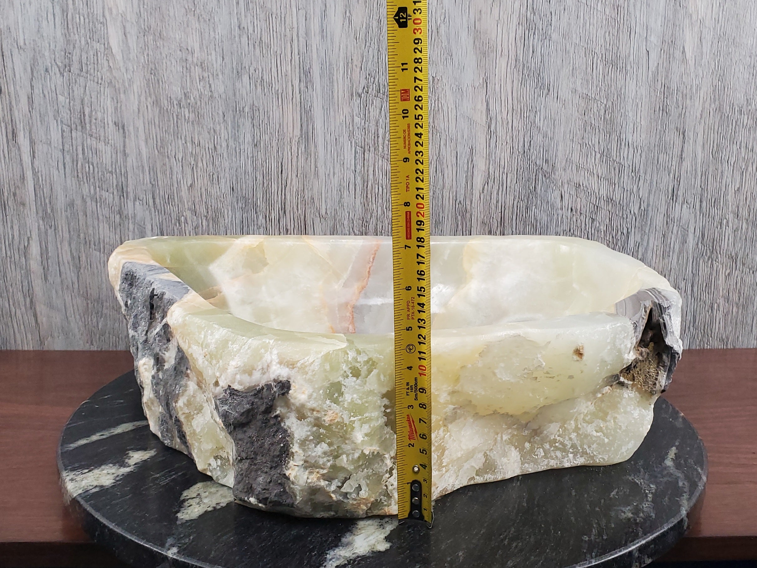 S24_13 Green Onyx Stone Vessel Bathroom Sink - 17.5 x 13.5 inch