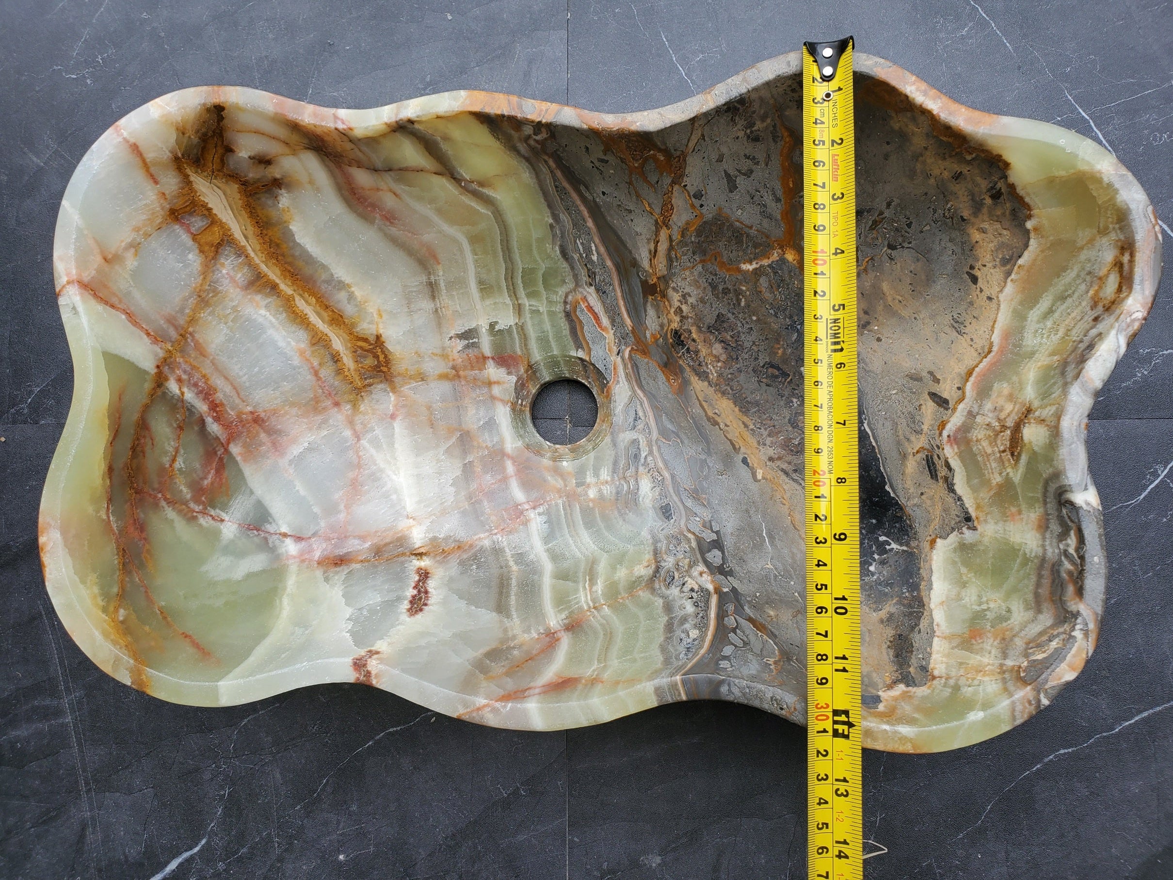 S30_32 Onyx Stone Vessel Bathroom Sink - 20.5 x 12 inch