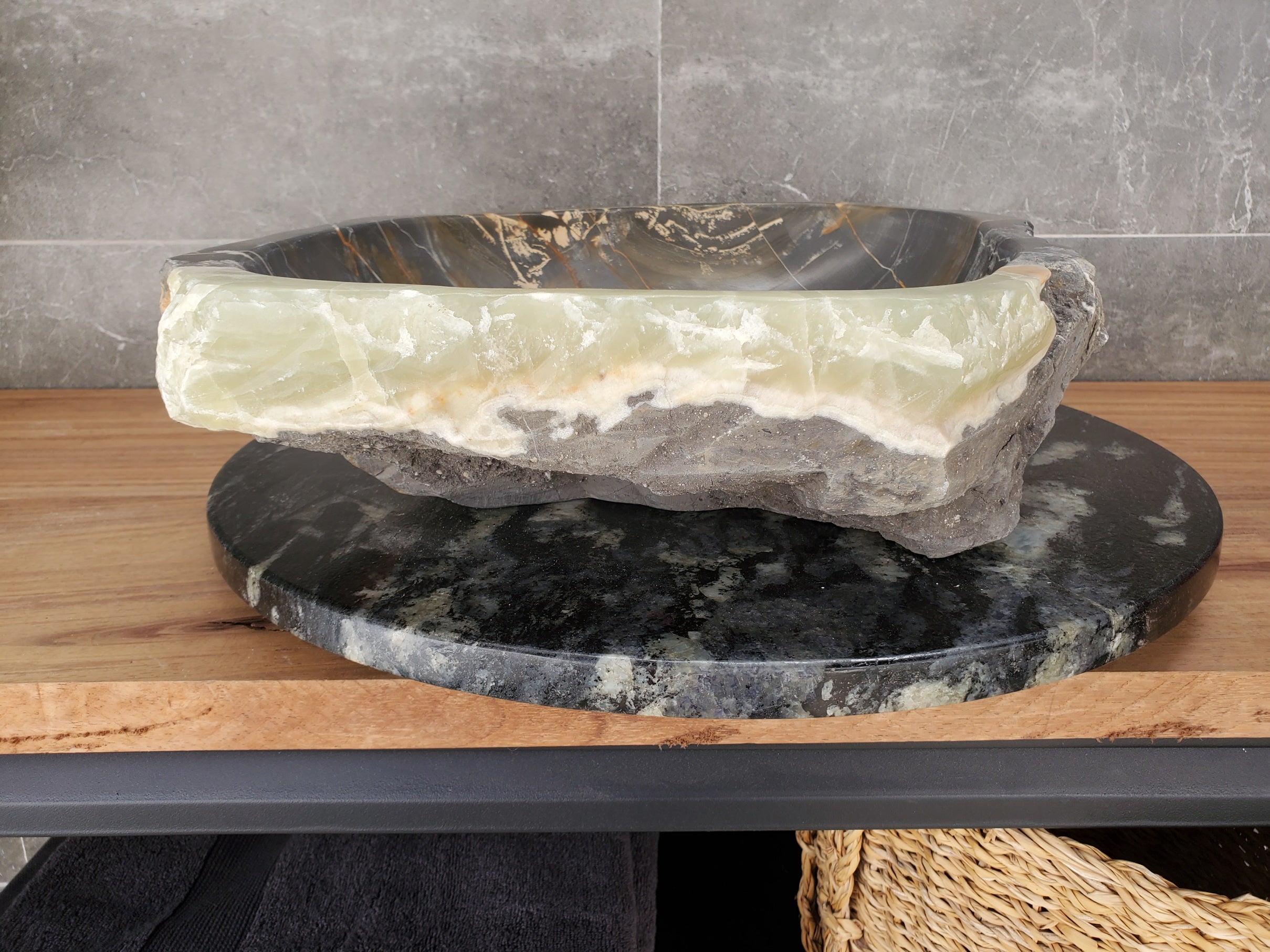 S33_05 Natural Stone Vessel Bathroom Sink - 15 x 15 inch