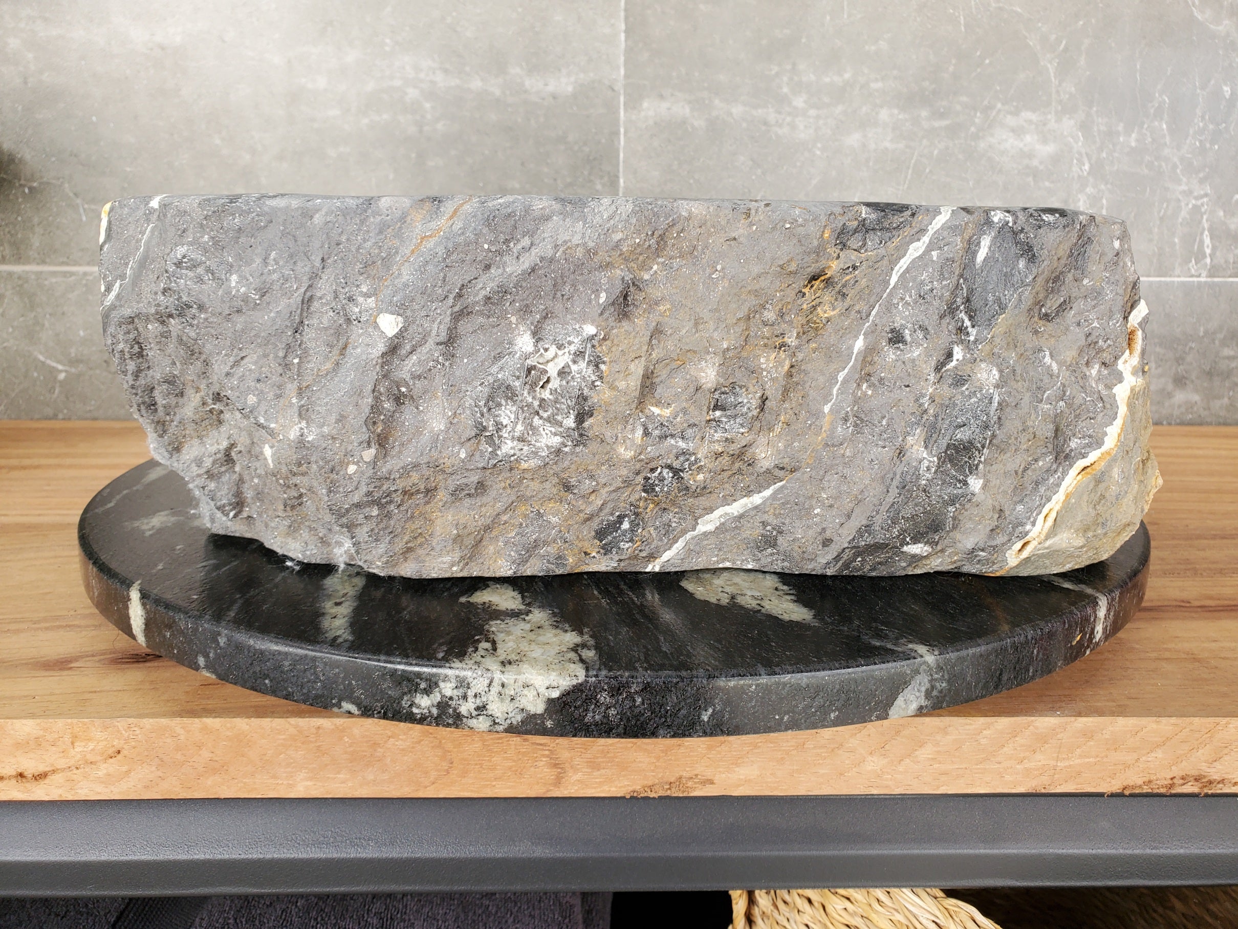 S33_01 Onyx Stone Vessel Bathroom Sink - 15.5 x 15