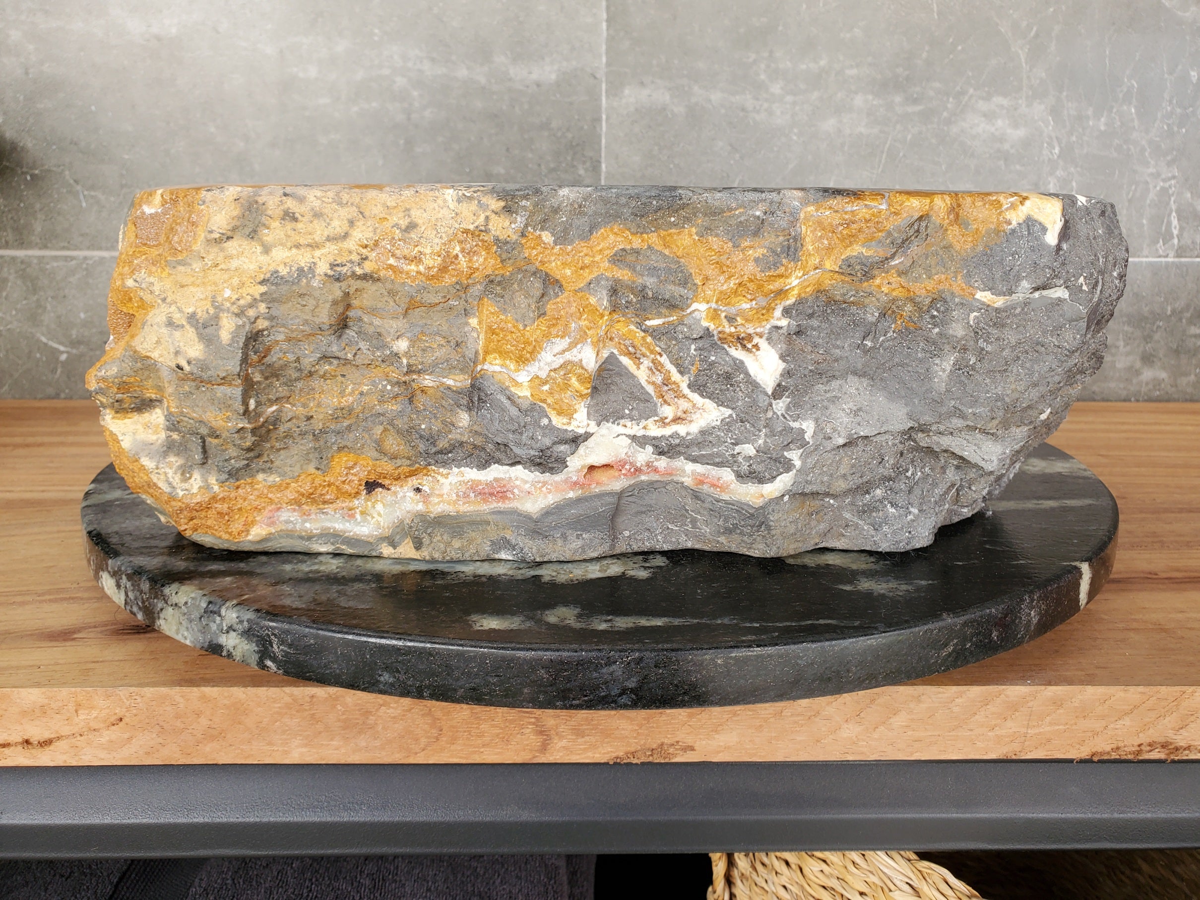 S33_01 Onyx Stone Vessel Bathroom Sink - 15.5 x 15