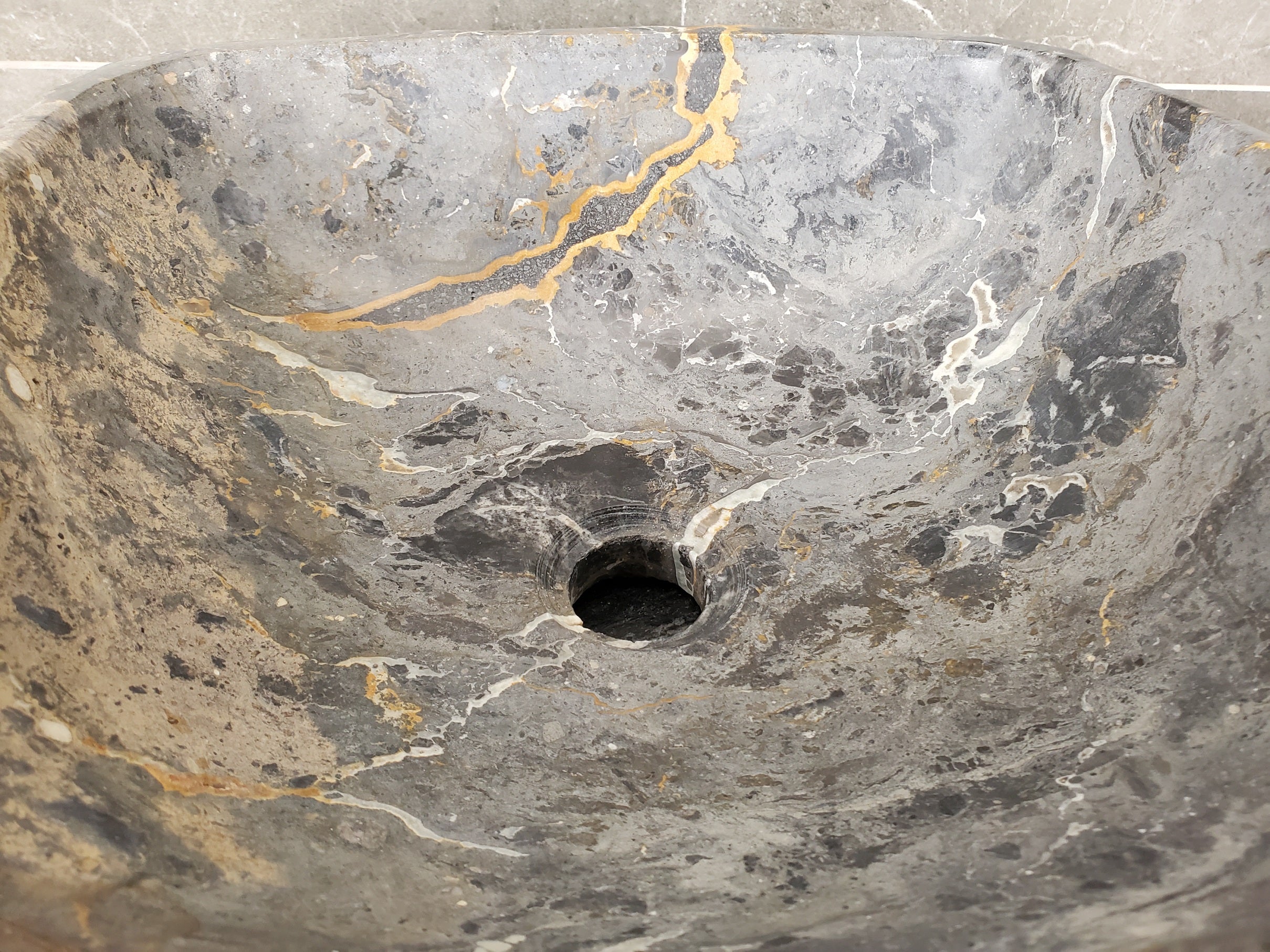 S33_01 Onyx Stone Vessel Bathroom Sink - 15.5 x 15