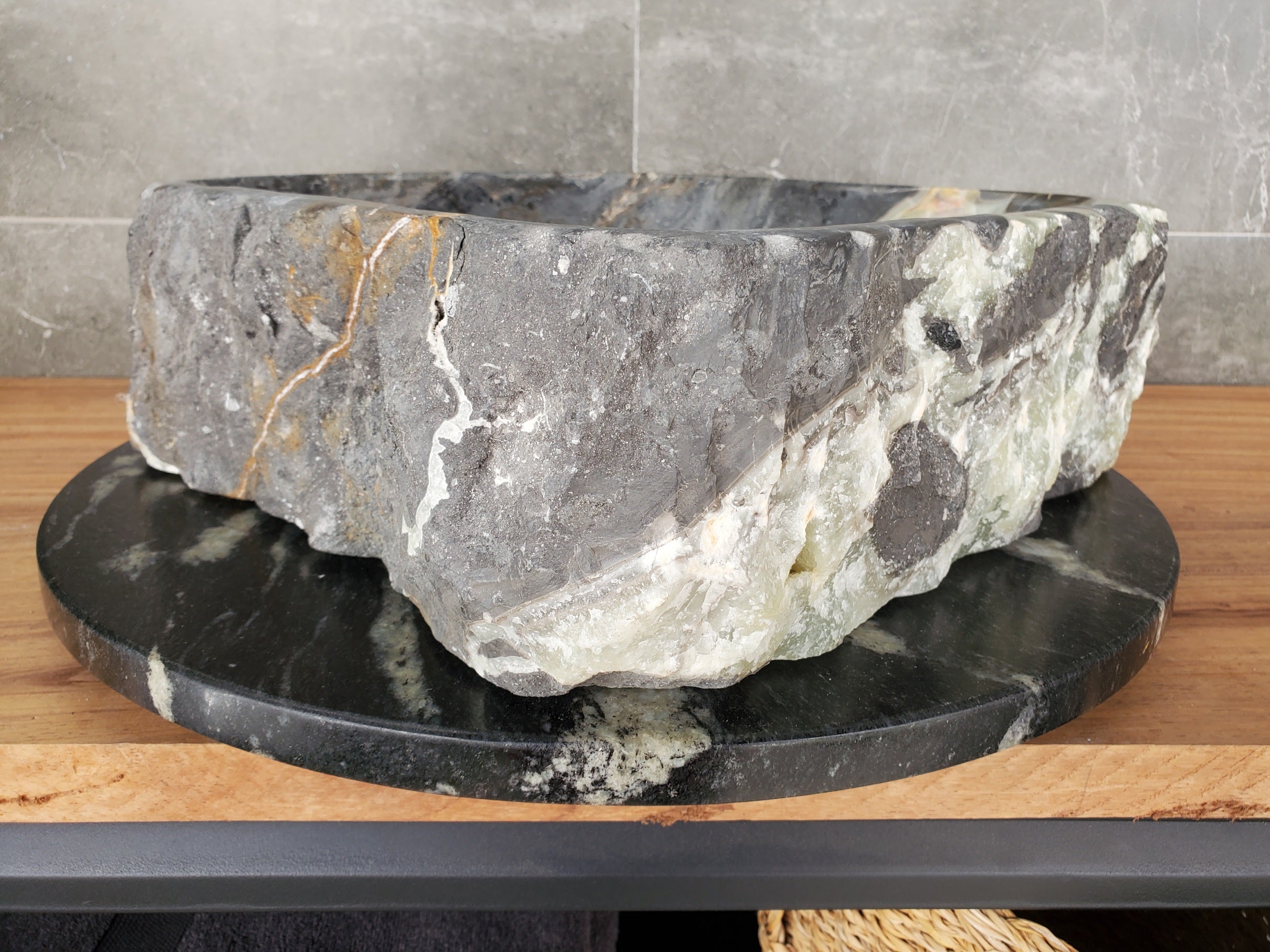 S33_02 Onyx and Slate Stone Vessel Bathroom Sink
