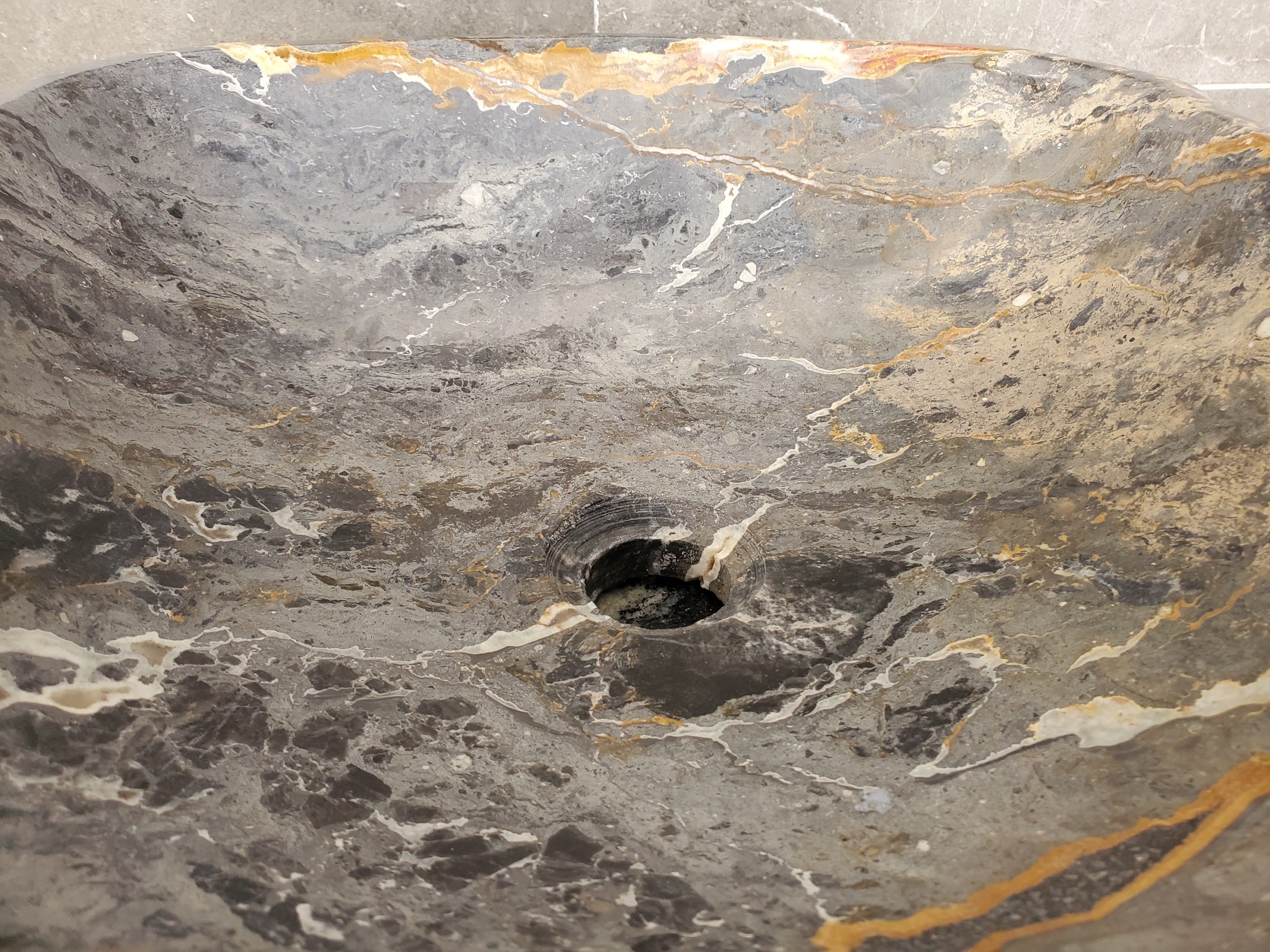 S33_01 Onyx Stone Vessel Bathroom Sink - 15.5 x 15