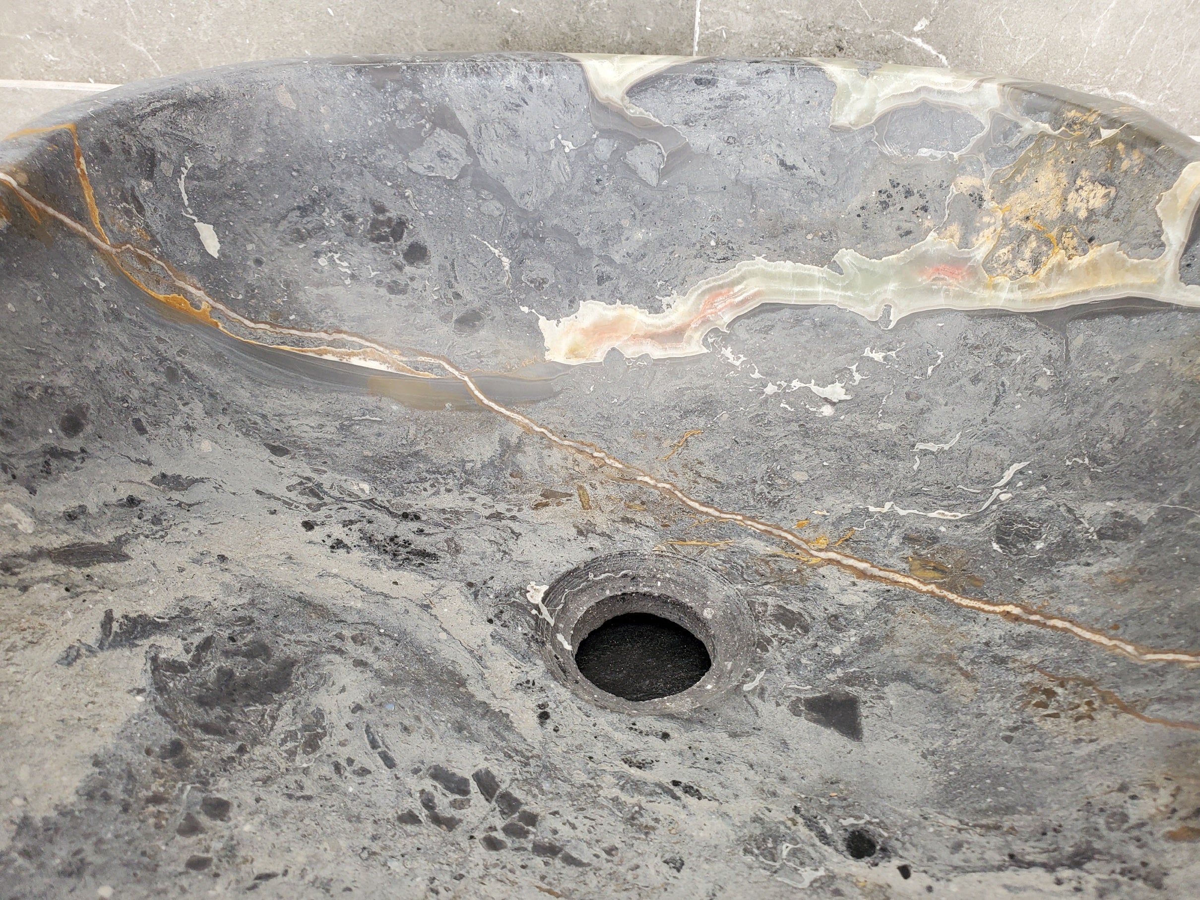 S33_03 Onyx and Slate Stone Vessel Bathroom Sink