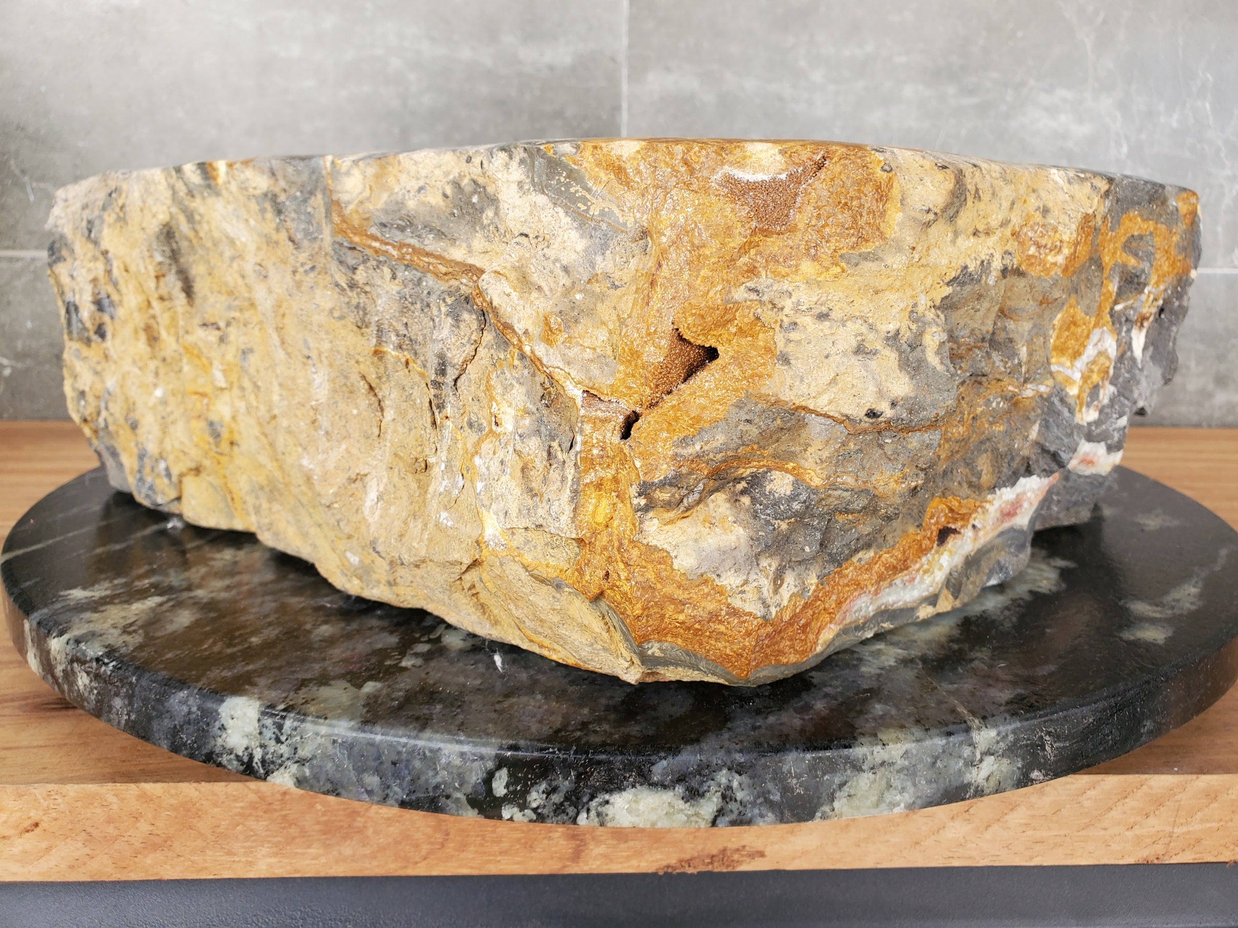 S33_01 Onyx Stone Vessel Bathroom Sink - 15.5 x 15