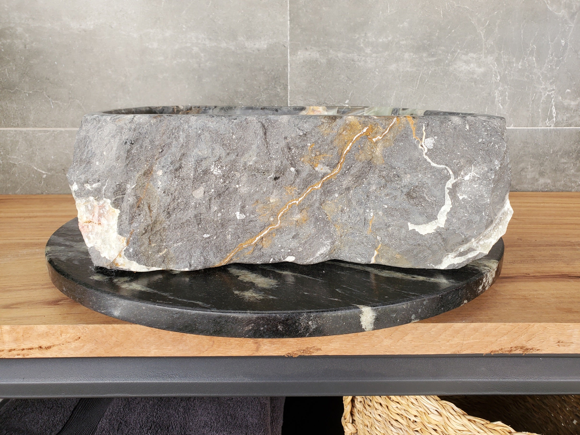 S33_02 Onyx and Slate Stone Vessel Bathroom Sink