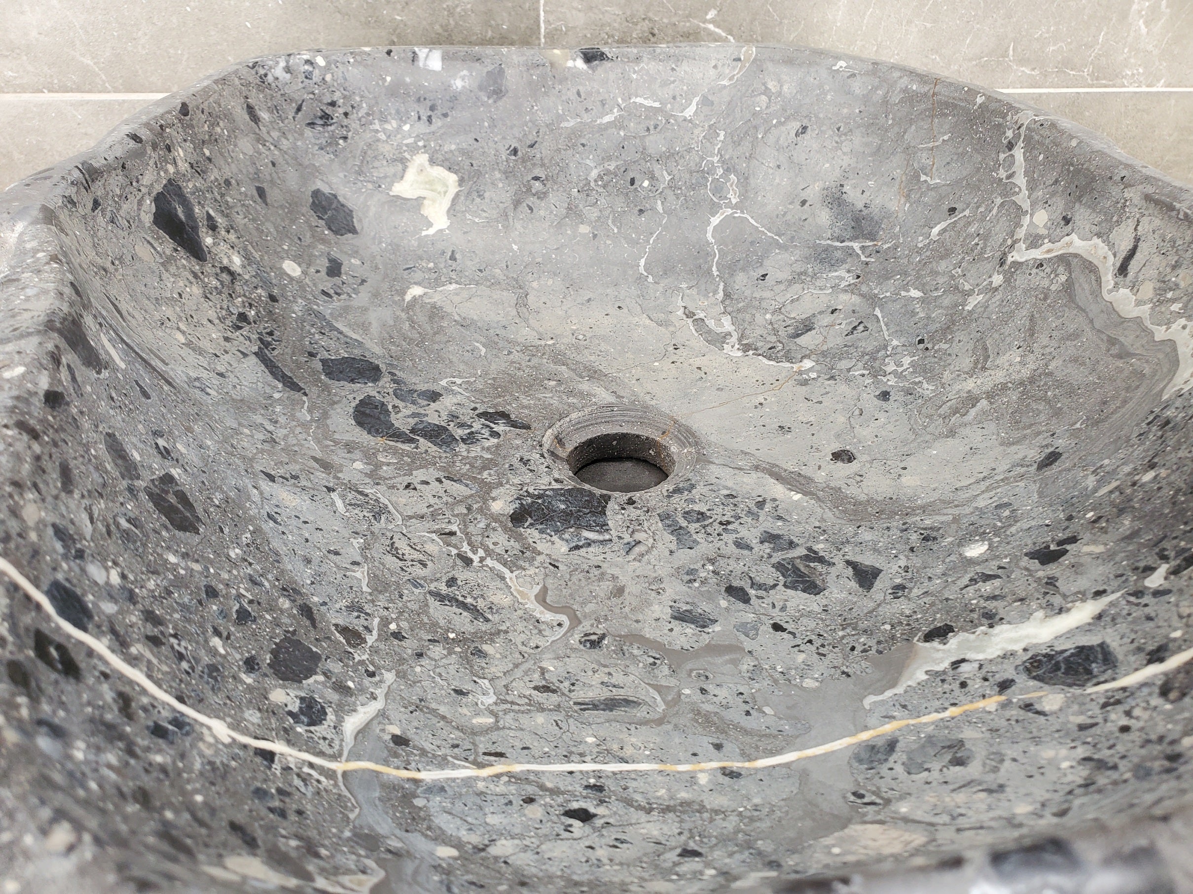 S33_04 Onyx and Slate Stone Vessel Bathroom Sink - 19 x 16 inch